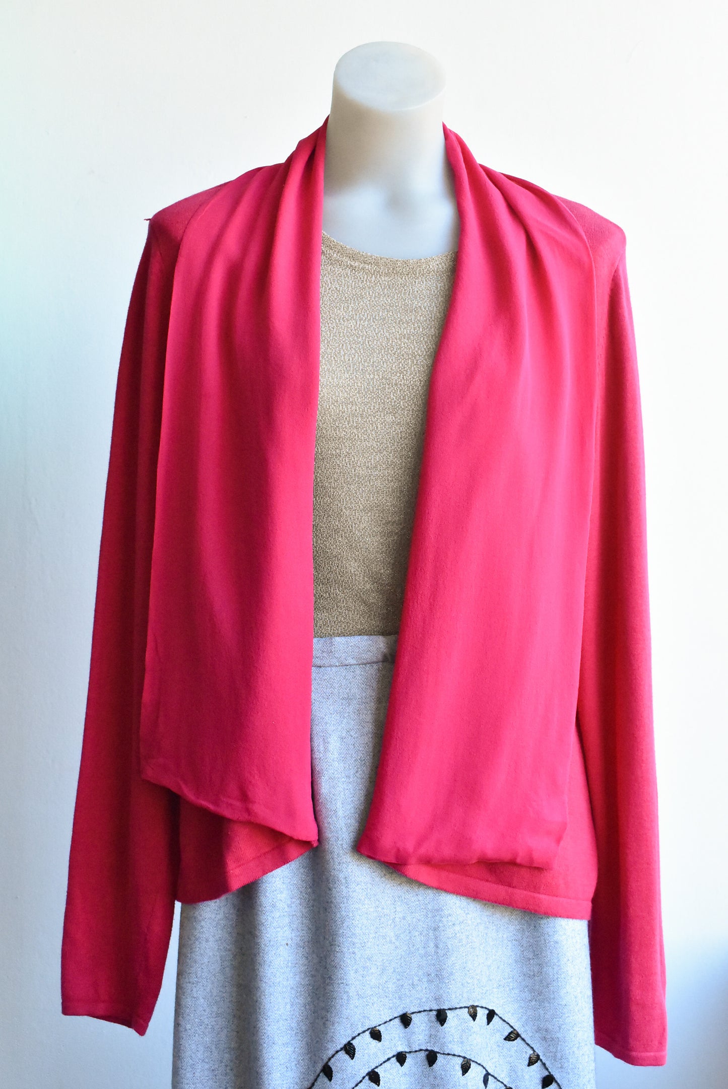 Blue Illusion cotton blend hot pink cardigan, size XL