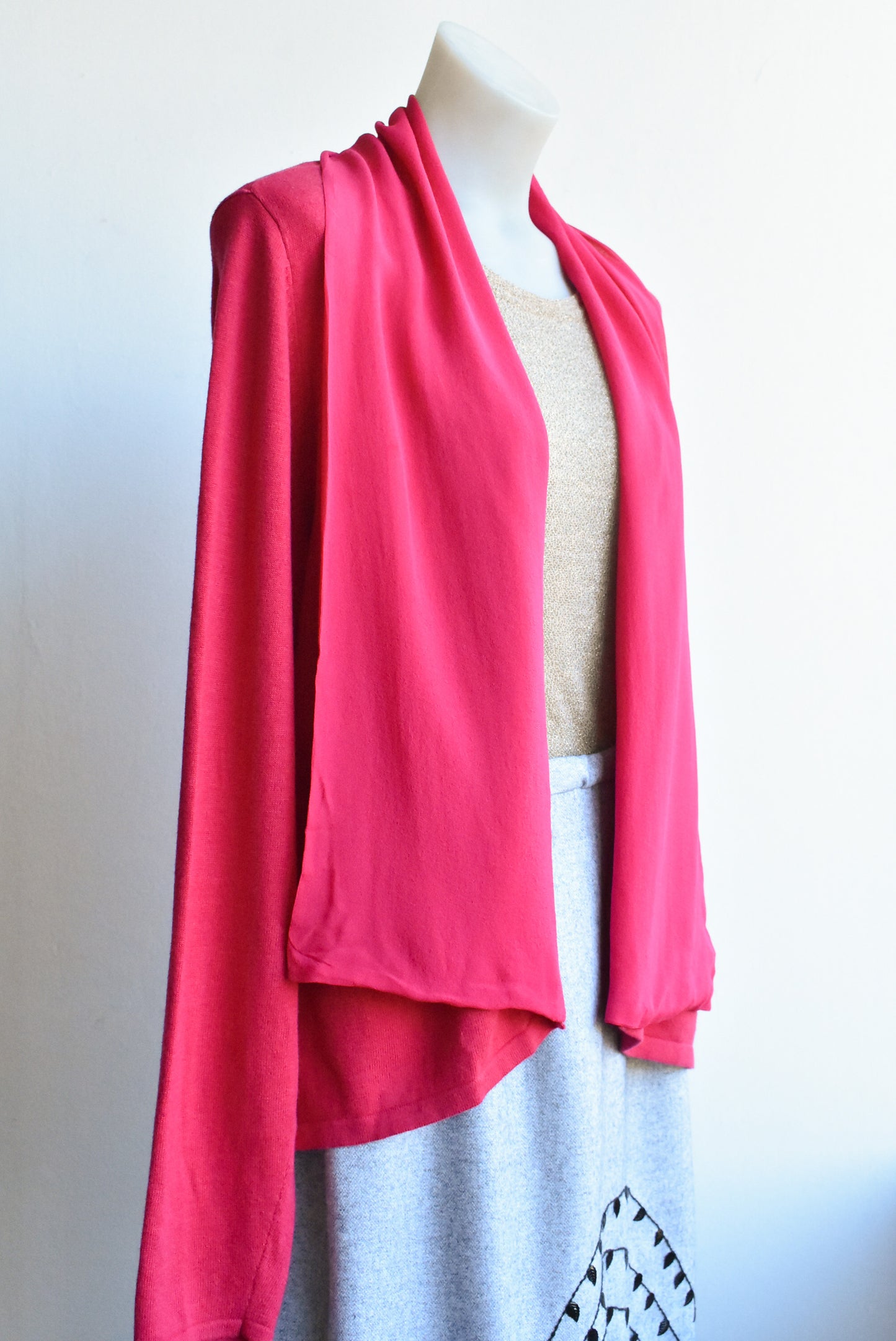 Blue Illusion cotton blend hot pink cardigan, size XL