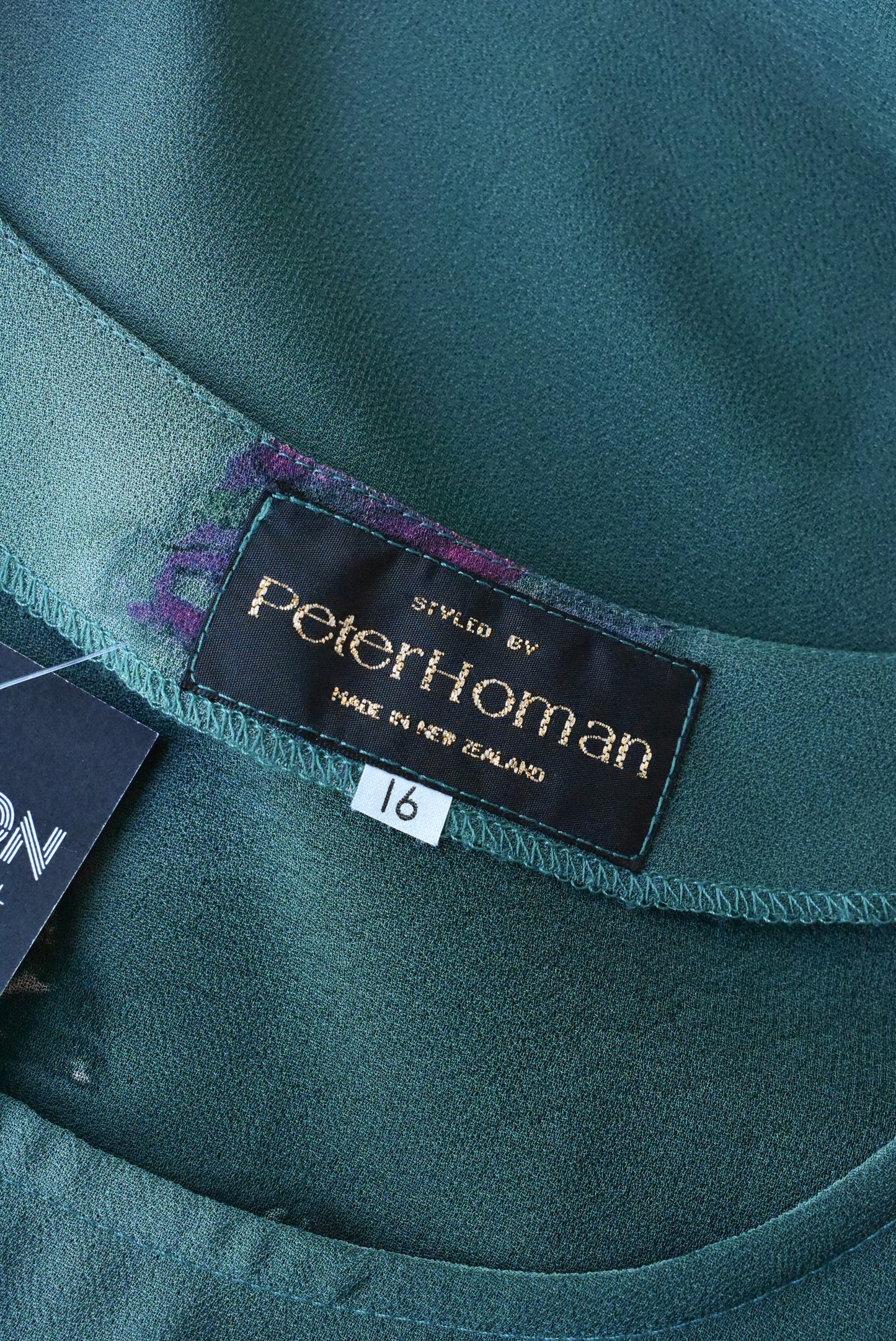 Peter Homan sheer dark green sleeveless tunic, size 16