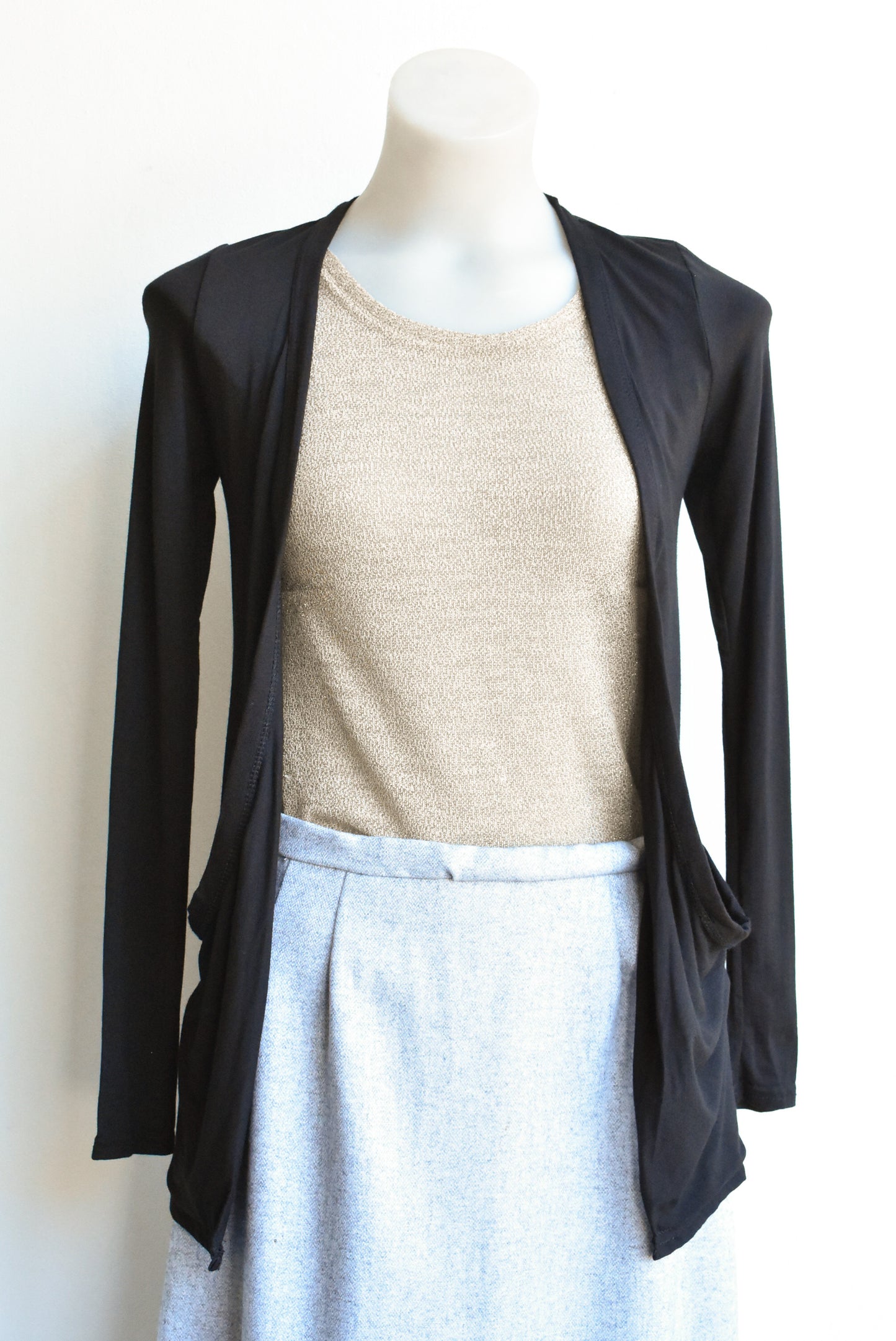 New Look black open cardigan with pockets, XS NWT