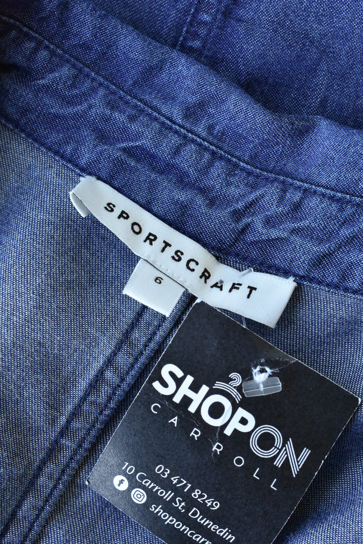 Sportscraft short sleeve synthetic jean dress, size 6