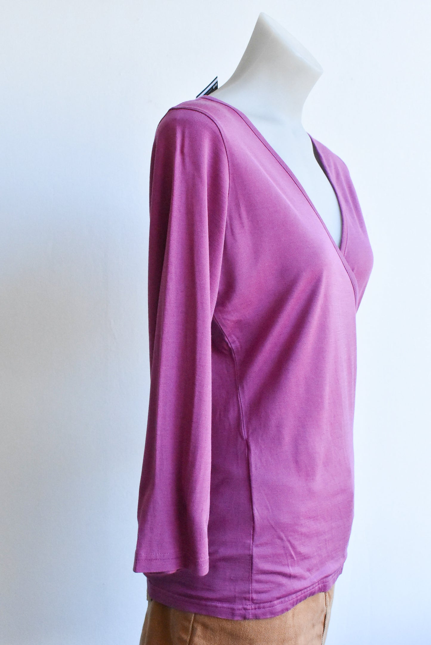 Silkbody silk blend purple wrap top, size L