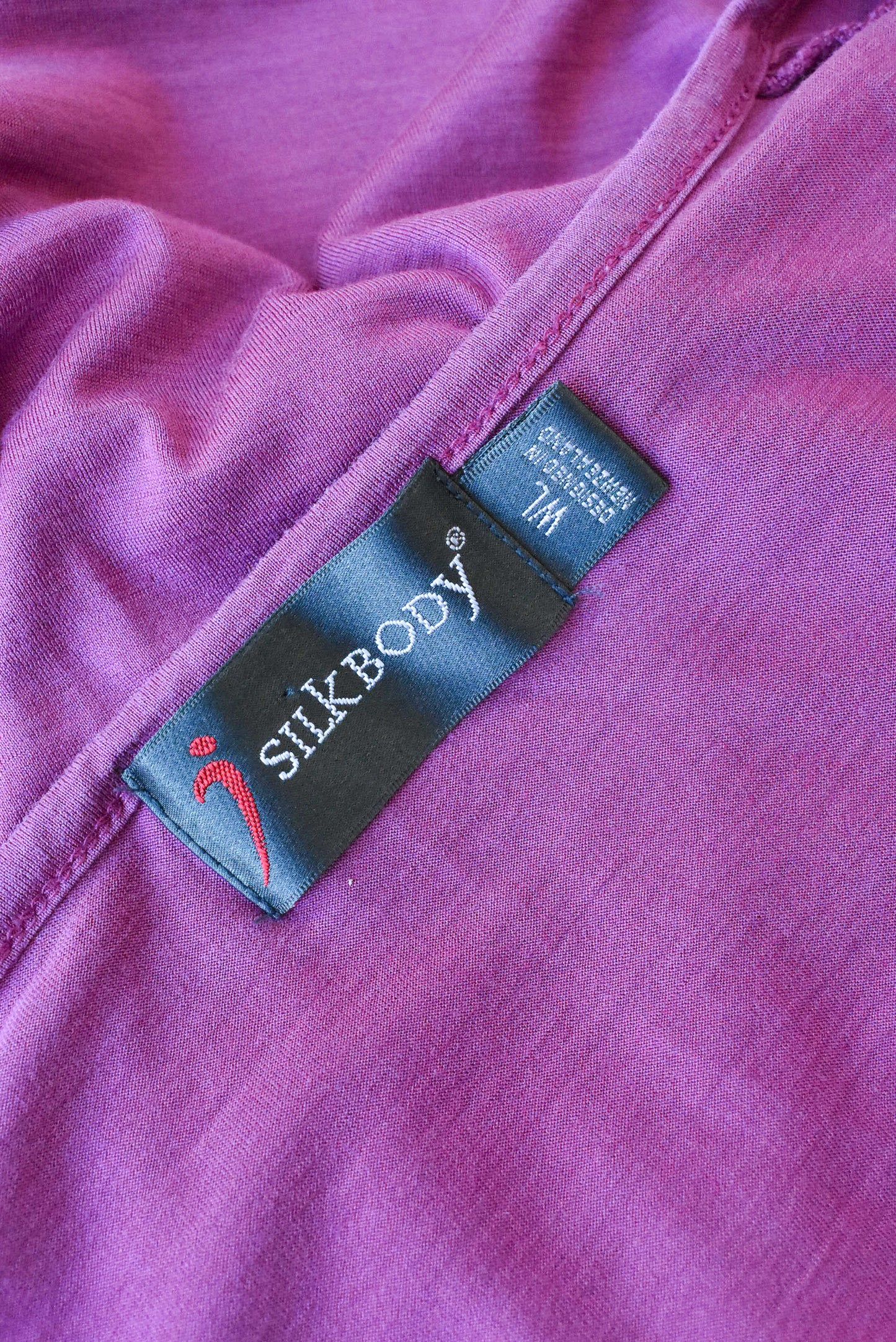 Silkbody silk blend purple wrap top, size L