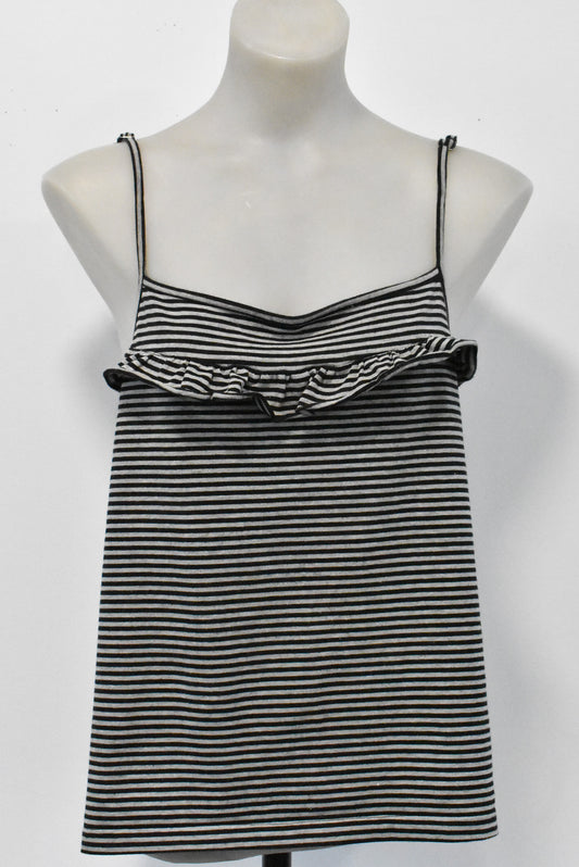 Huffer cotton black & grey striped singlet, 12