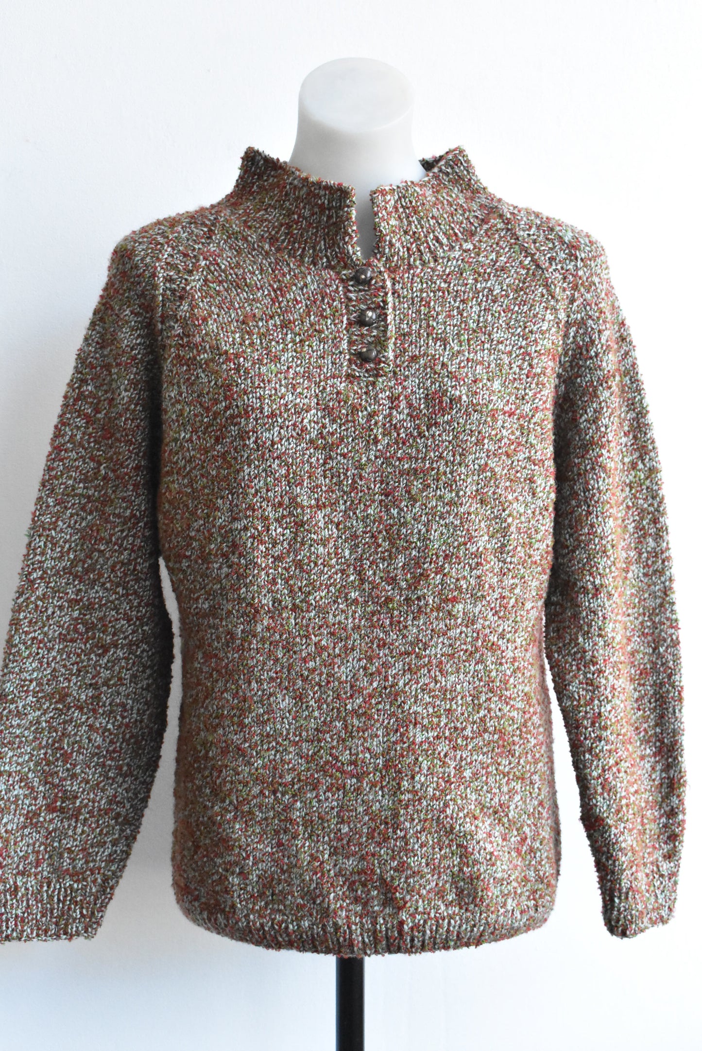 Retro handknit wool jersey, M
