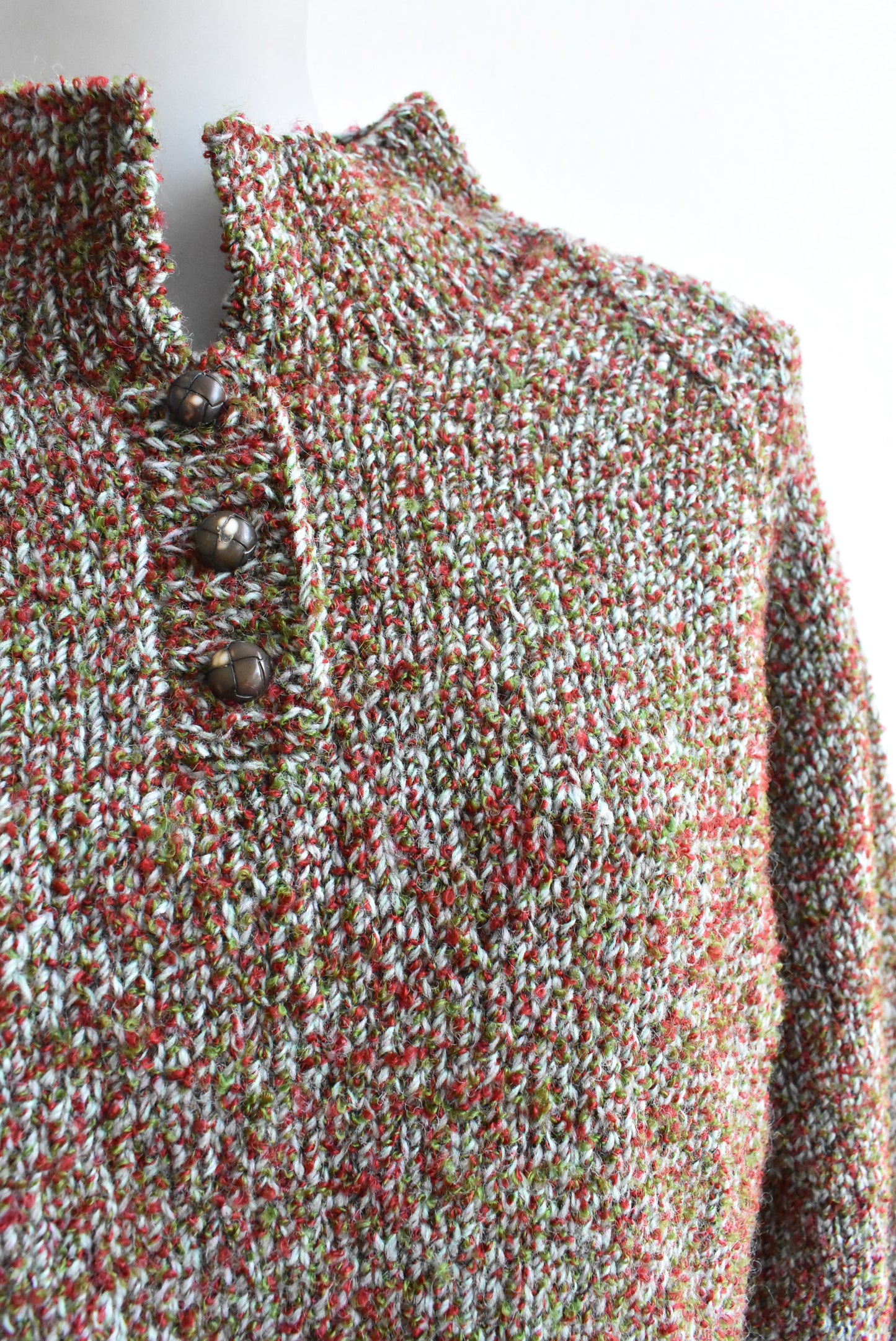 Retro handknit wool jersey, M
