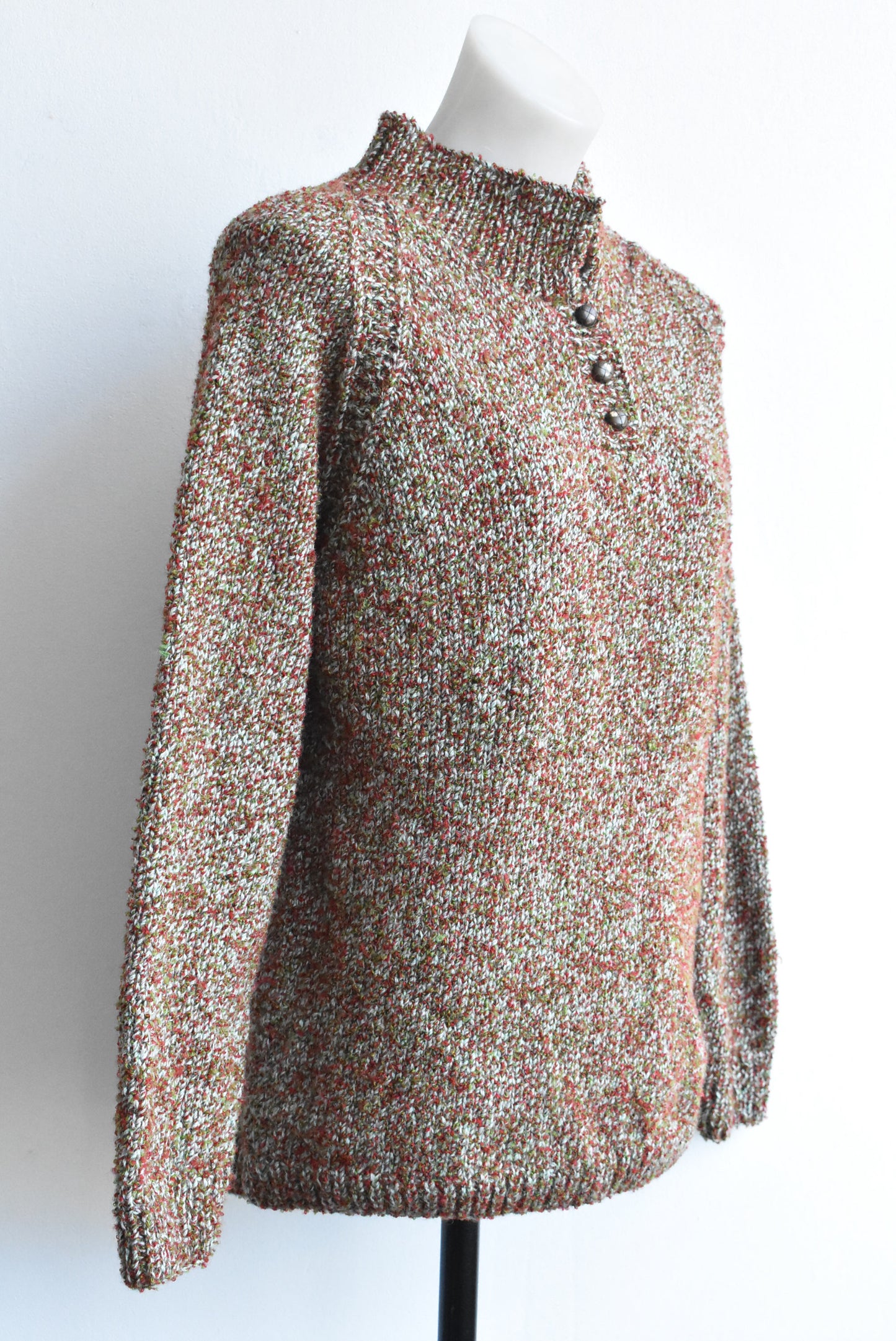 Retro handknit wool jersey, M