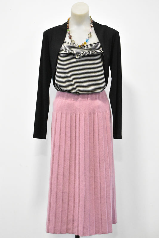 Pink pleated knit skirt, S