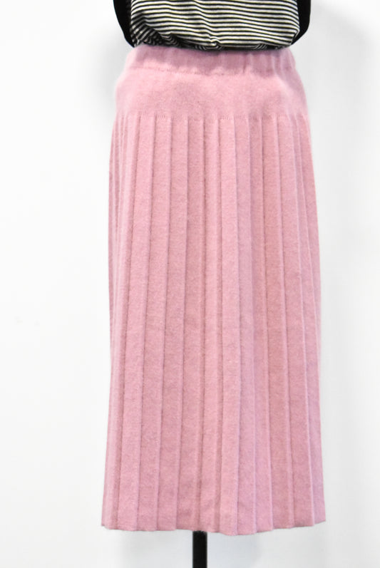 Pink pleated knit skirt, S