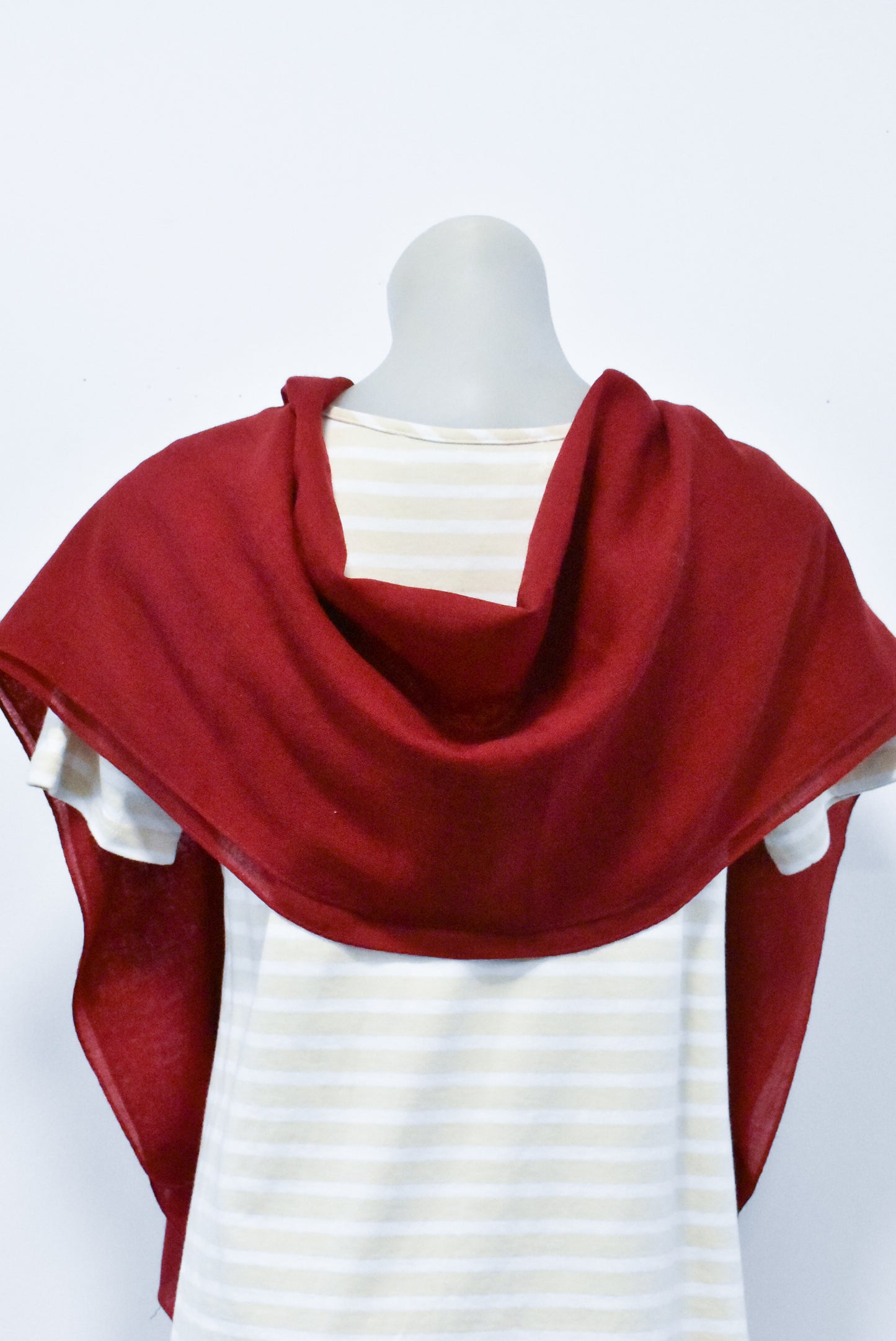 Long red embroidered scarf