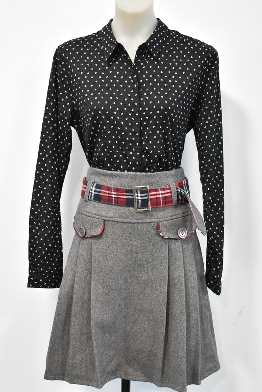 Grey pleated skirt, XS