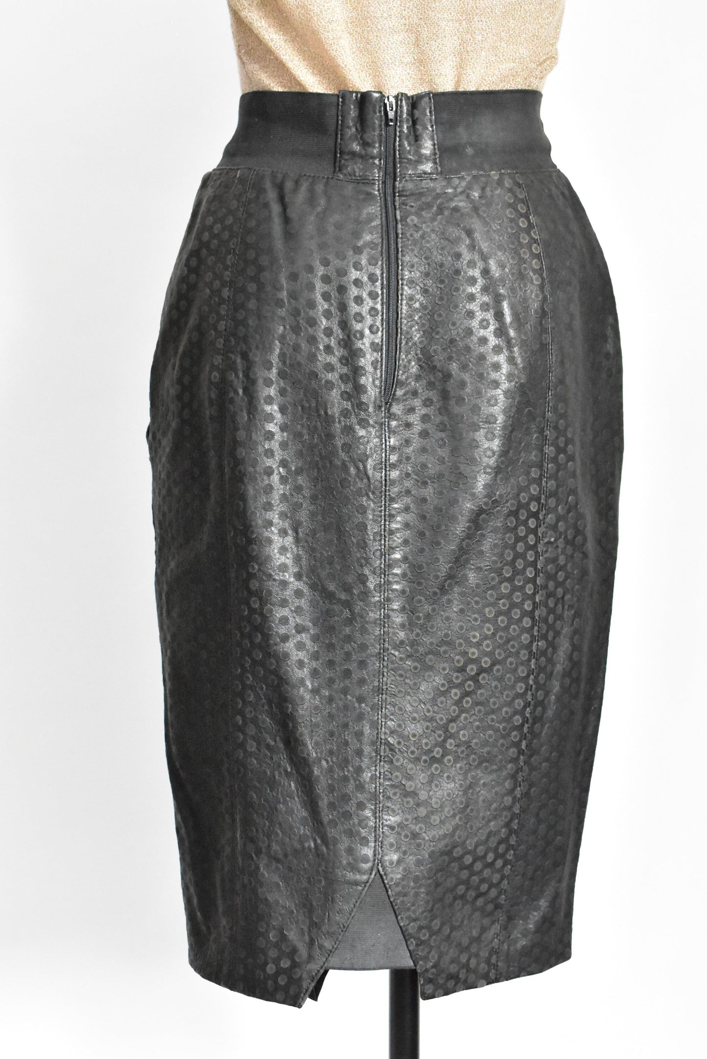 Brigid Brock vintage imported French embossed leather skirt, S