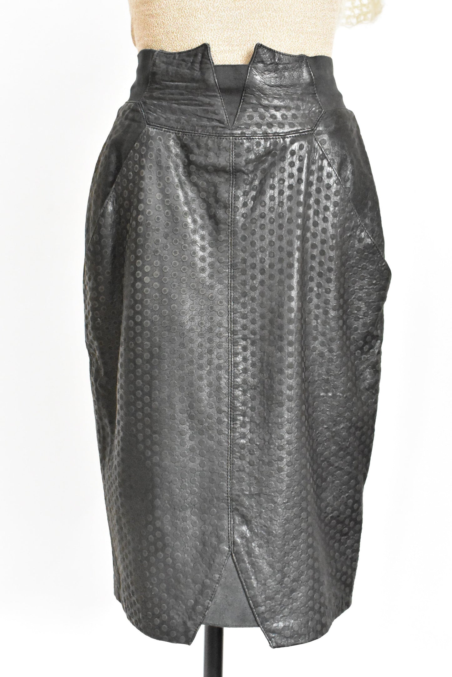 Brigid Brock vintage imported French embossed leather skirt, S