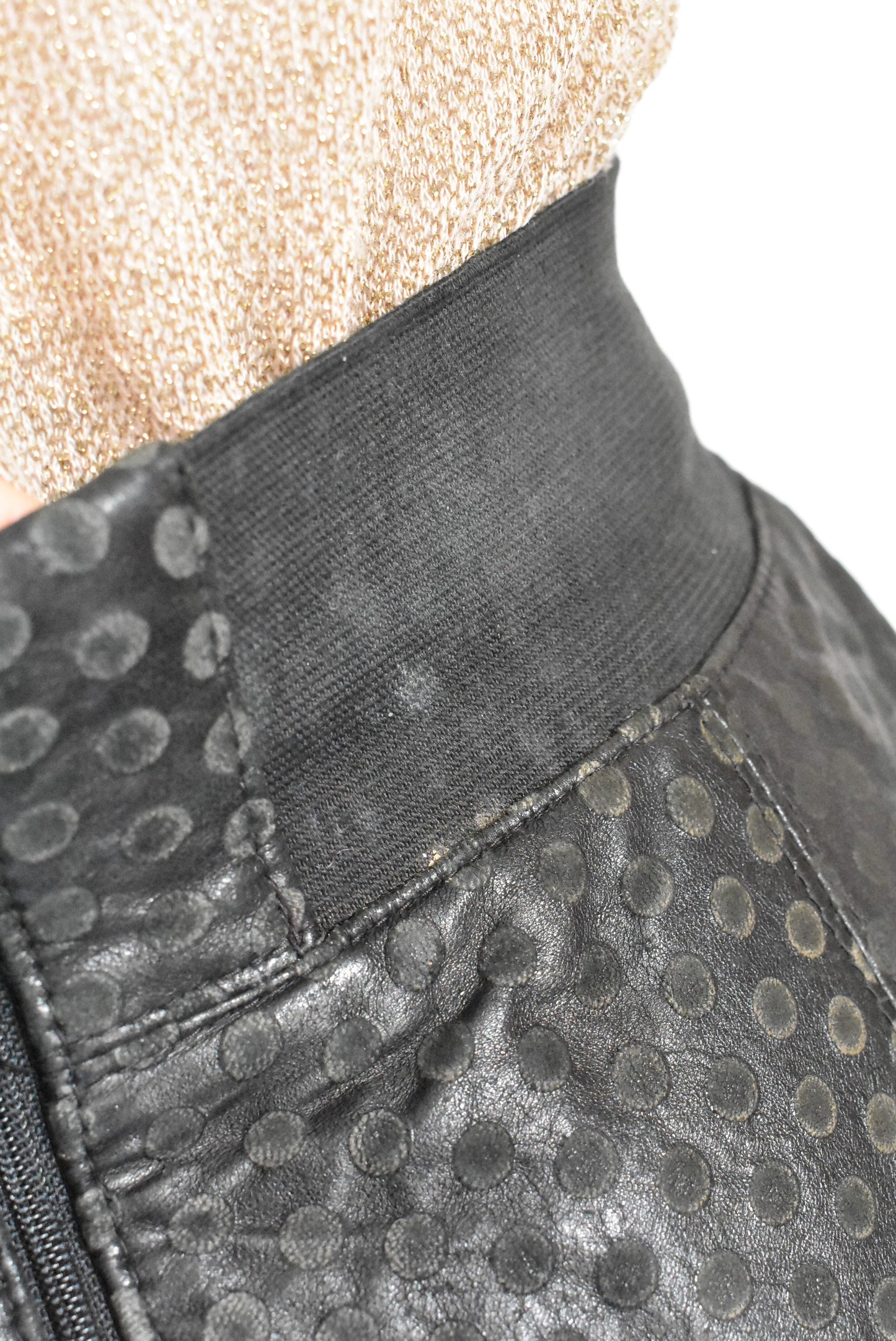 Brigid Brock vintage imported French embossed leather skirt, S