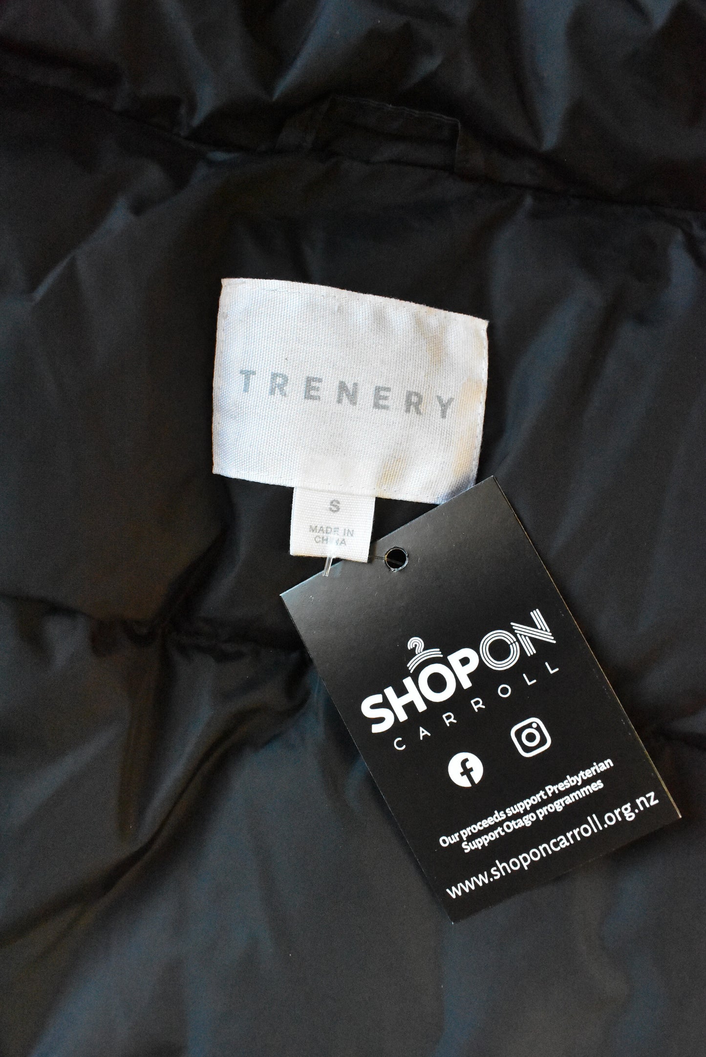 Trenery, black winter down jacket, s