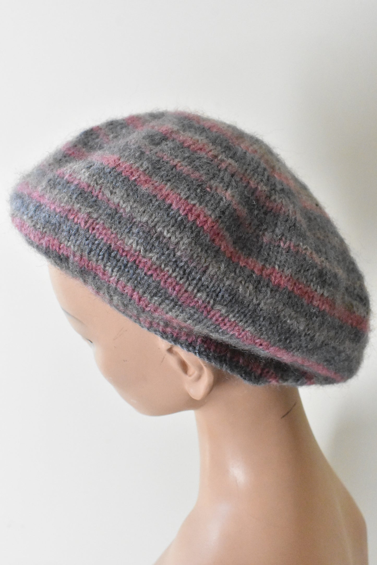 Knitted striped beret