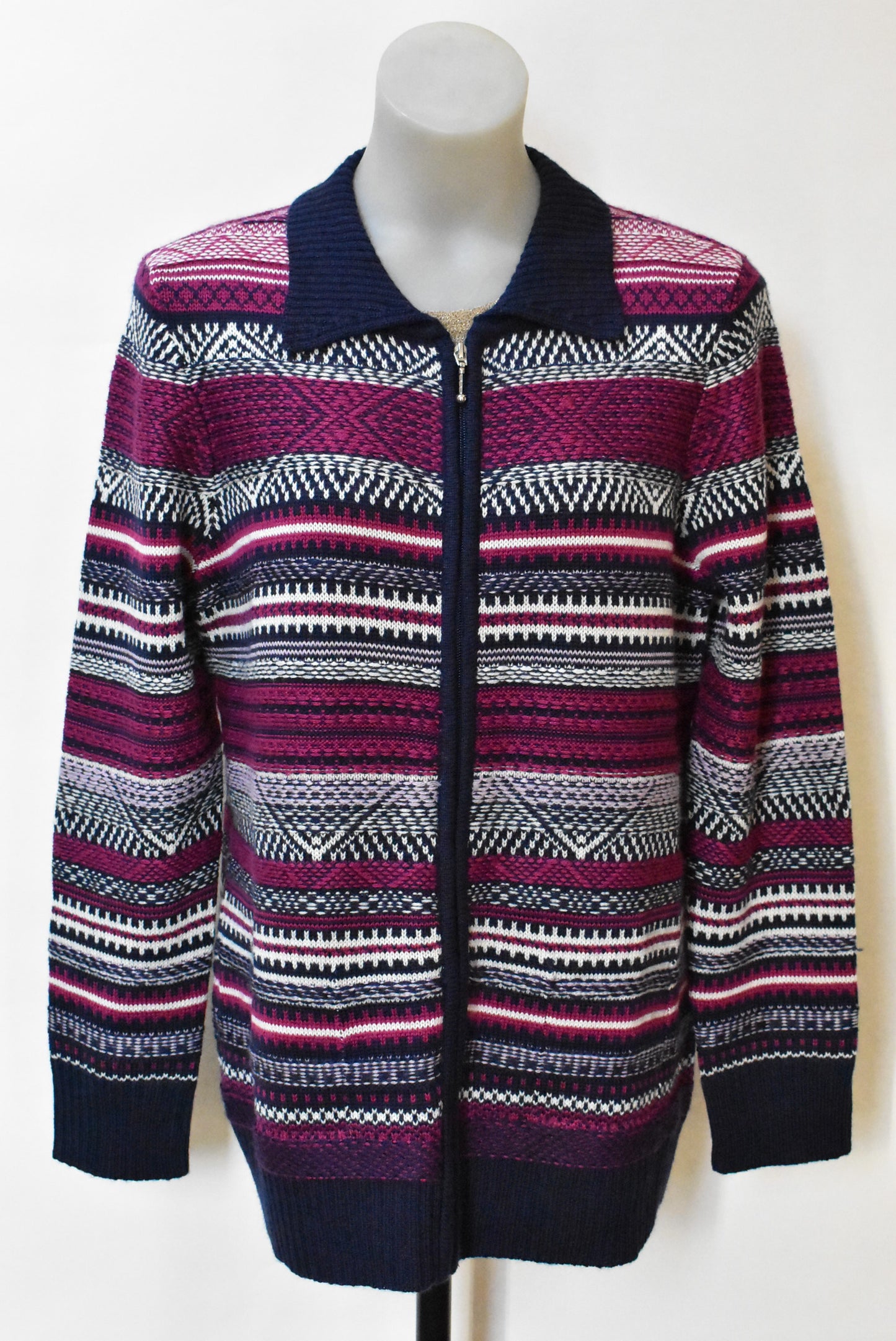 Capture, funky wool blend zip-up jumper, 44