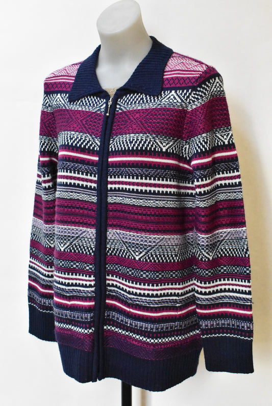 Capture, funky wool blend zip-up jumper, 44