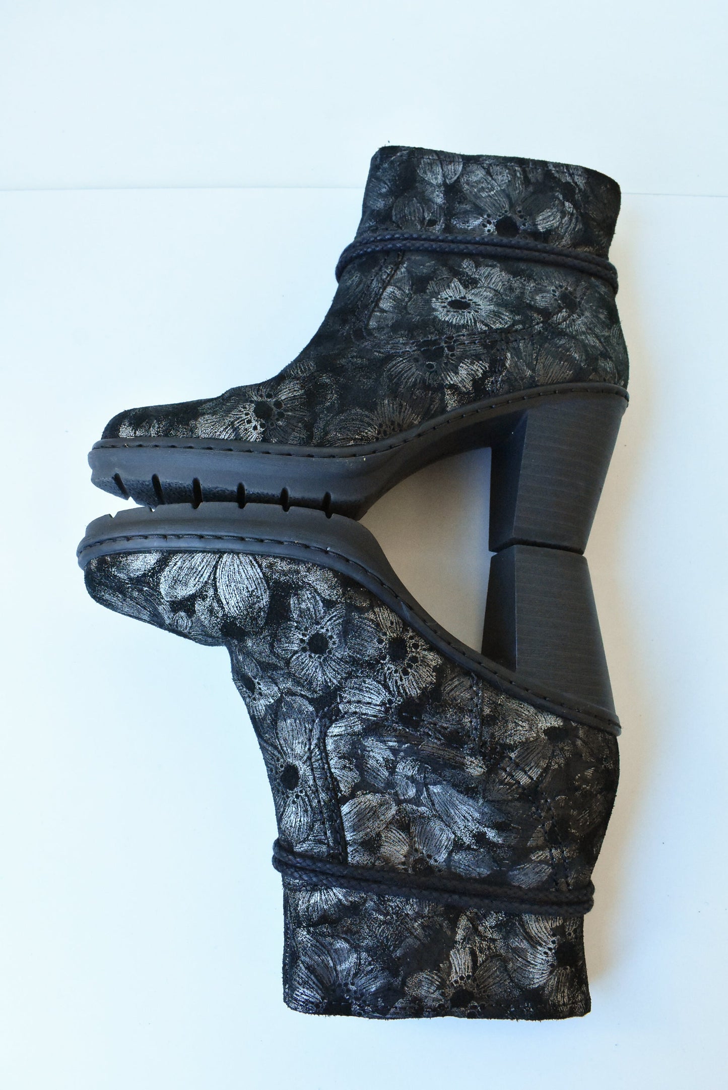 Rieker floral heeled boots, size 37
