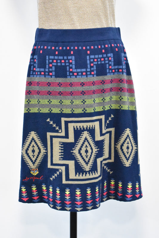 Desigual A-line cotton knit skirt, M