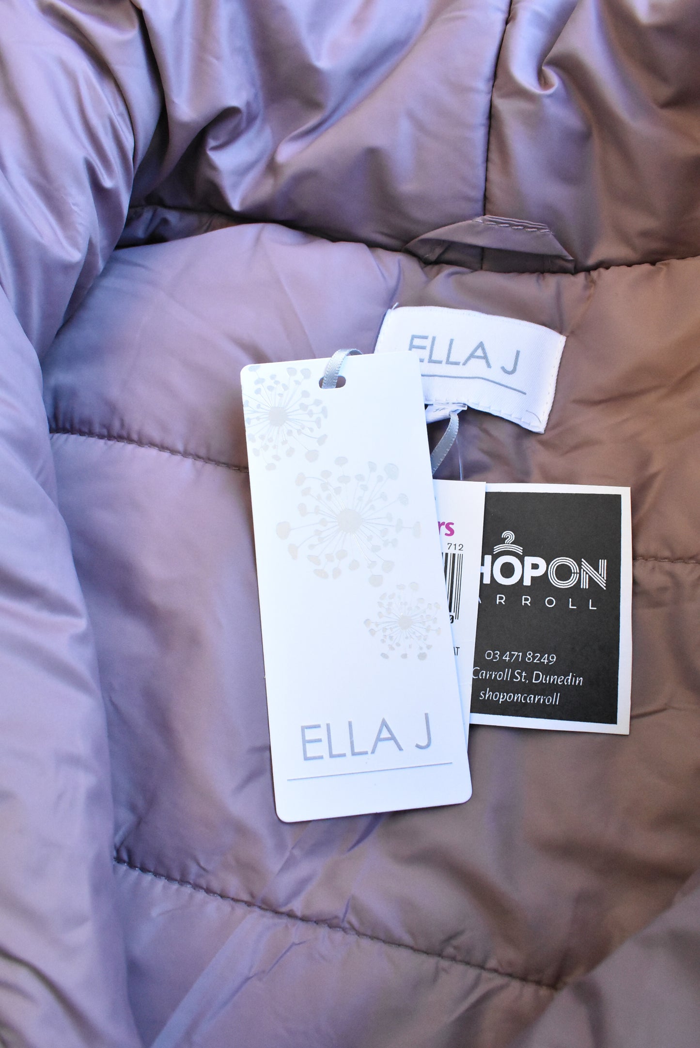 Ella J purple puffer jacket, NEW, size 16
