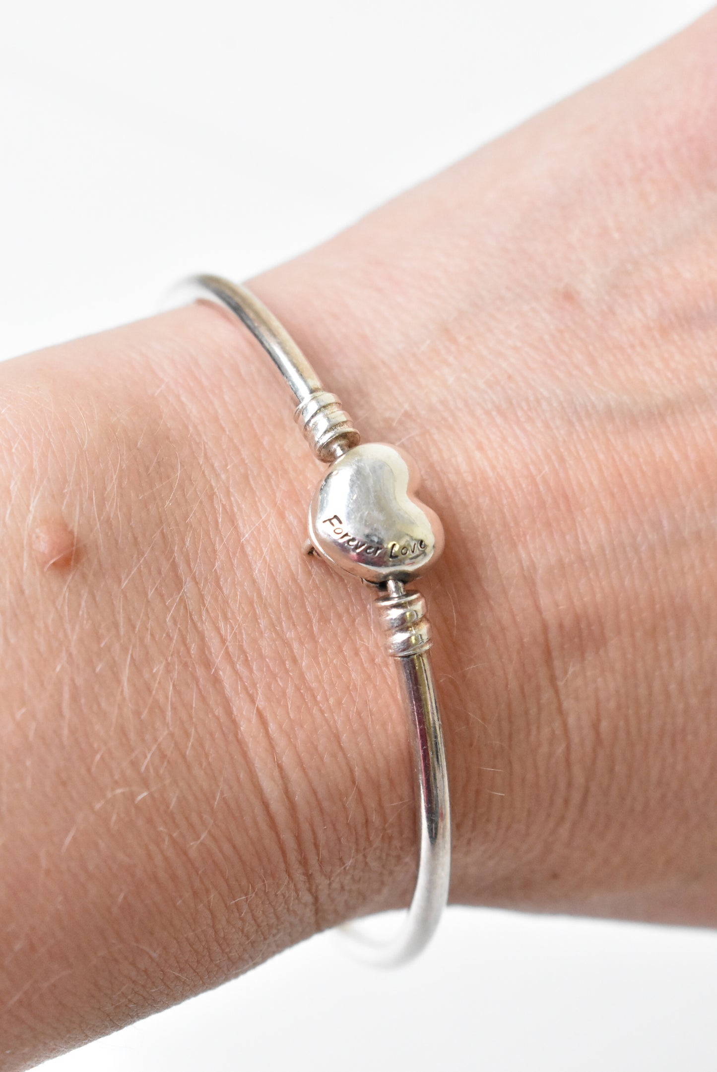Pandora 'Forever Love' silver heart bangle