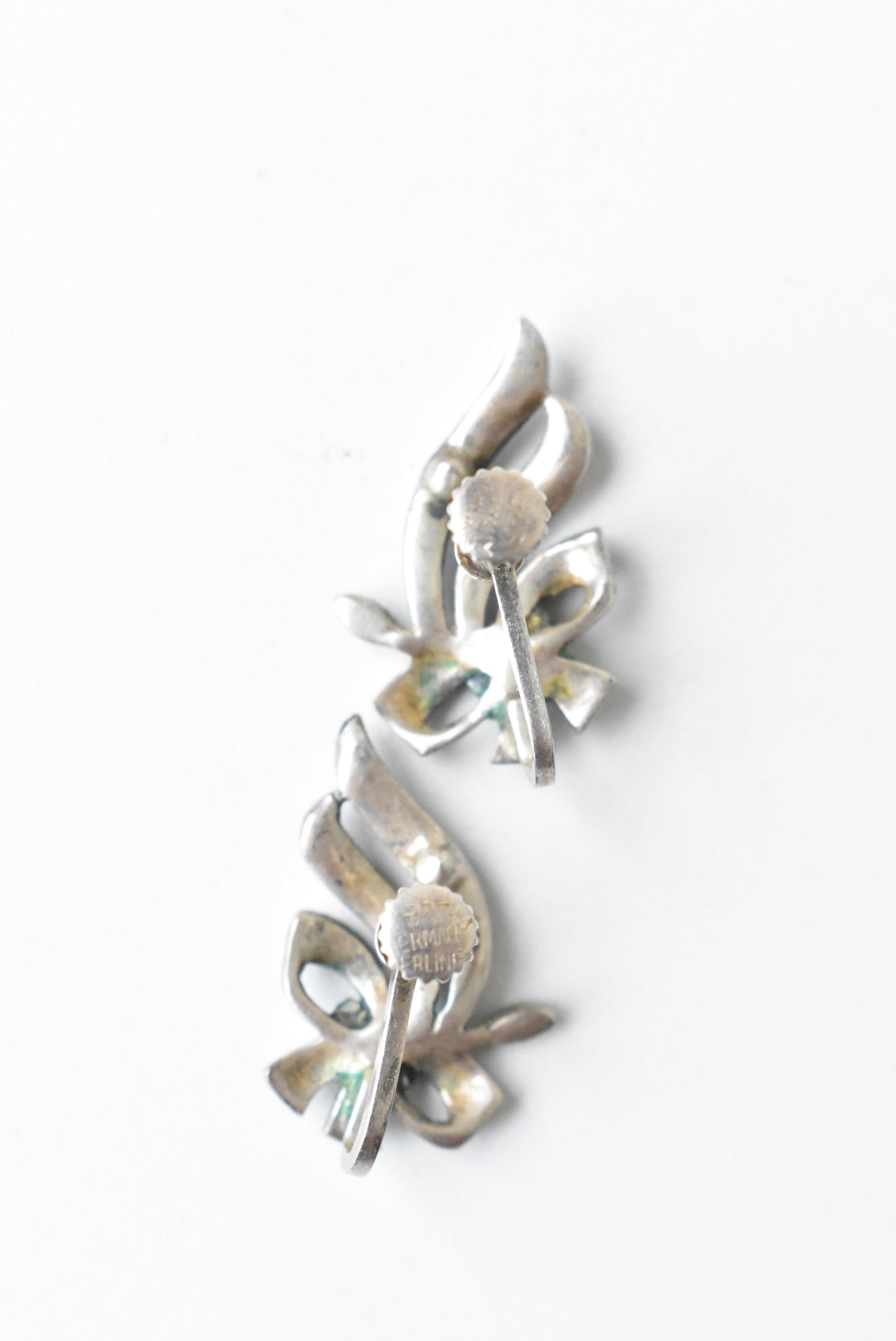 Silver clip-on marcasite earrings made in Germany
