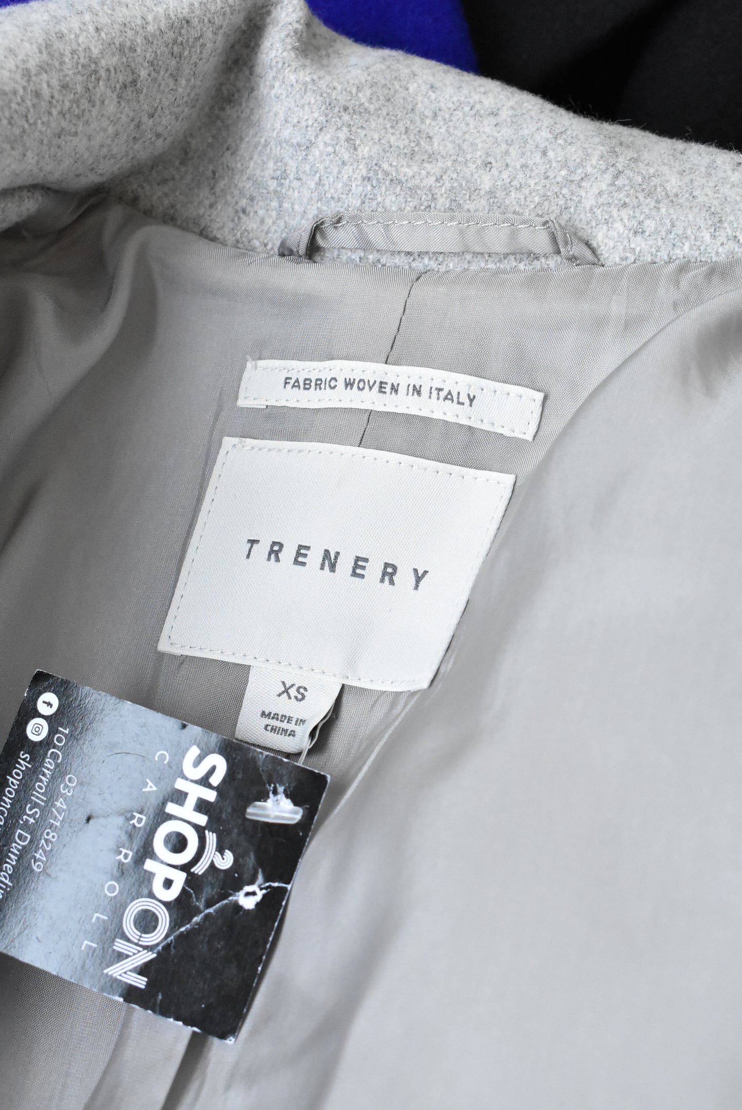 Trenery grey wool blend coat, XS