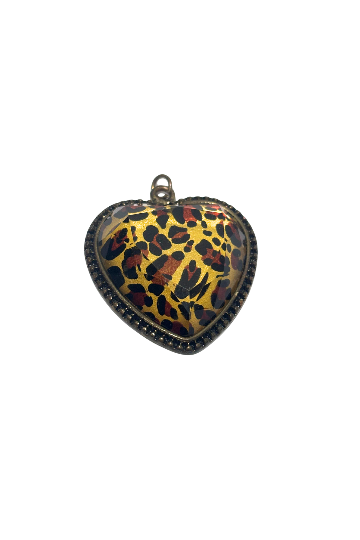 Y2K Cheetah print heart pendant