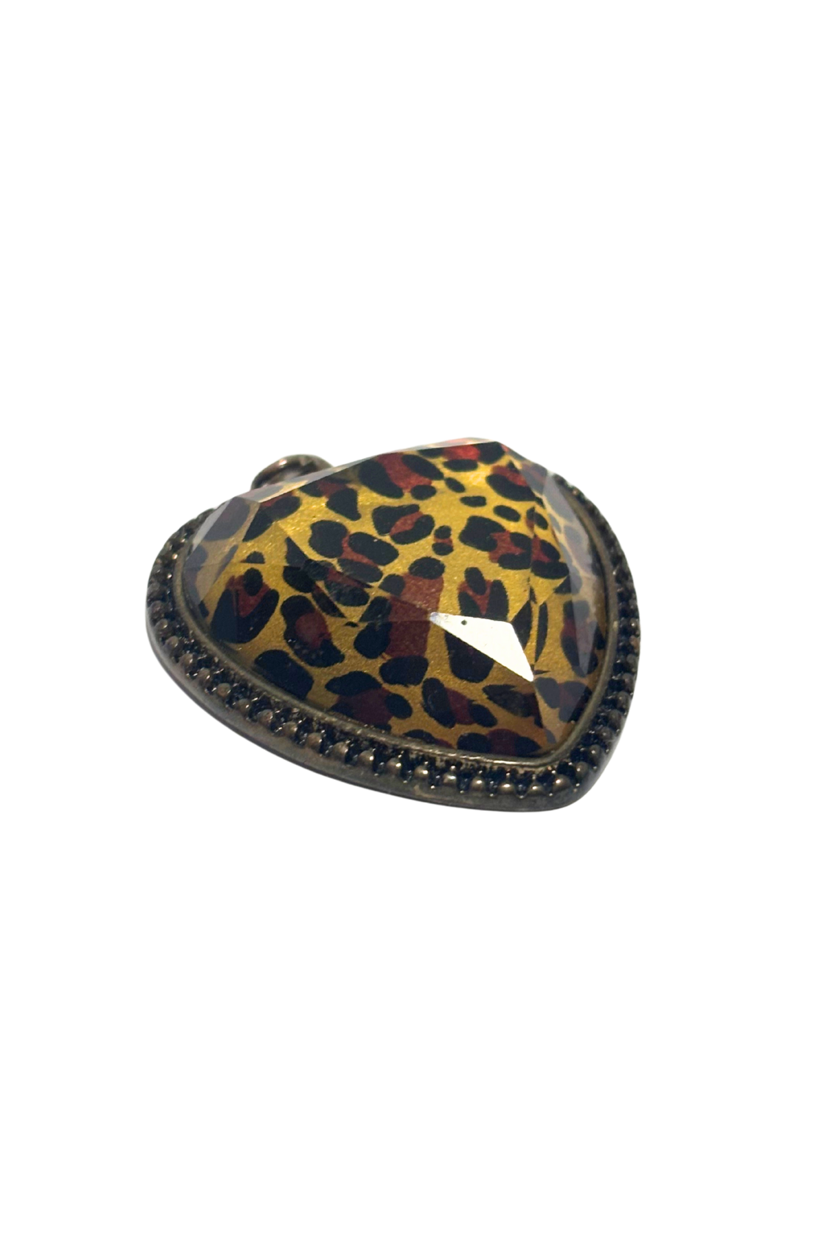 Y2K Cheetah print heart pendant