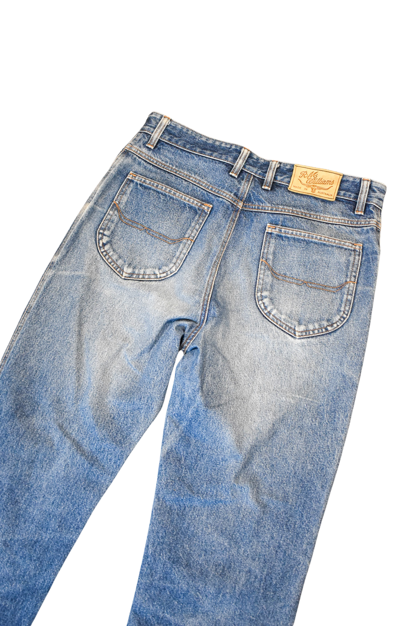 R.M. Williams straight cut light was denim jeans, 33R