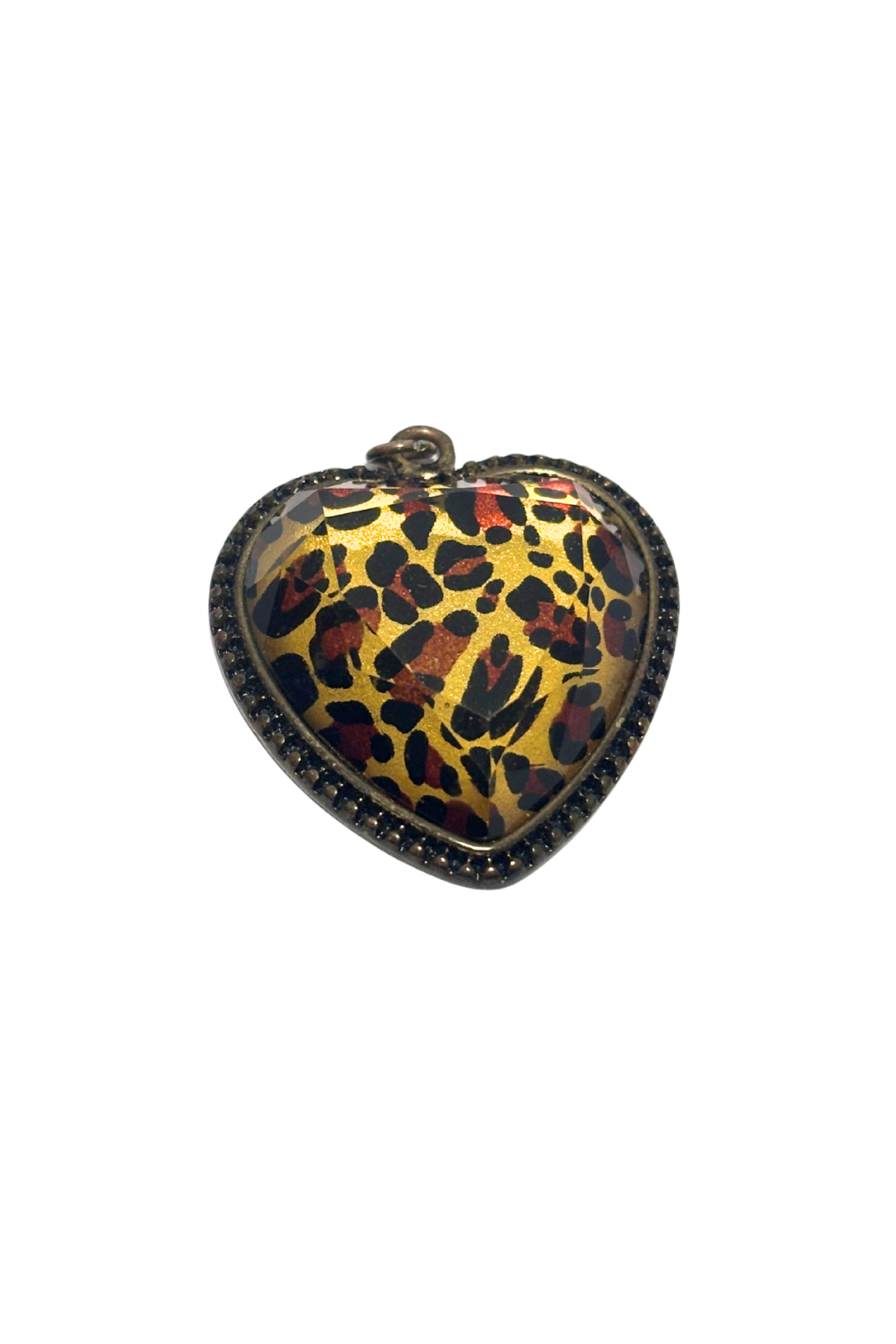 Y2K Cheetah print heart pendant