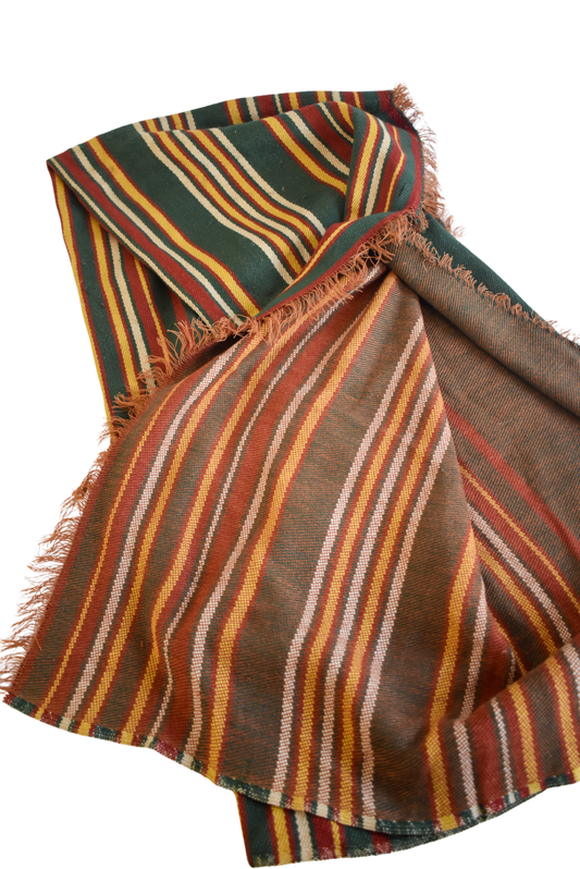Vintage rustic striped wool scarf