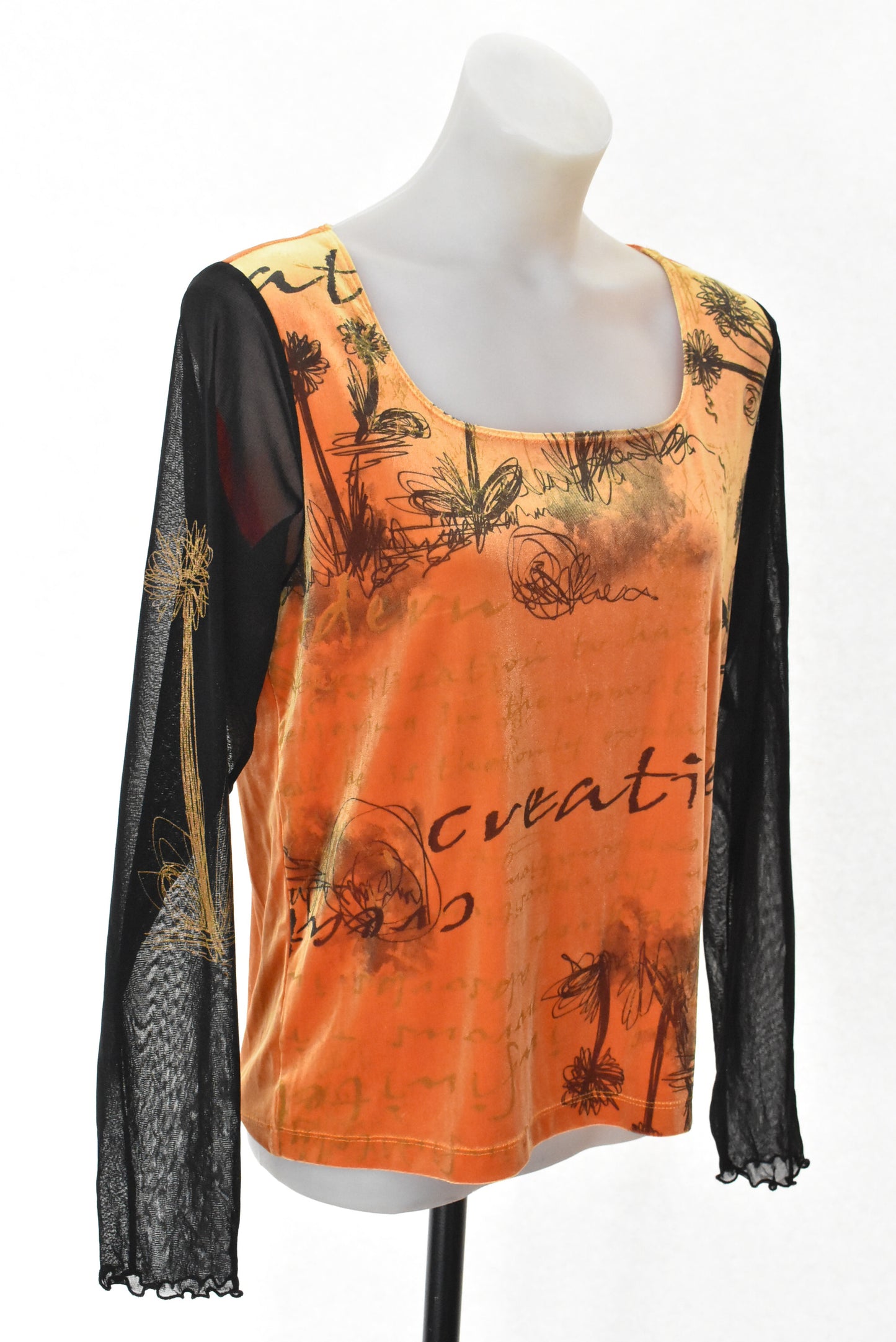 Vamp orange velvet top, 16 (retro)
