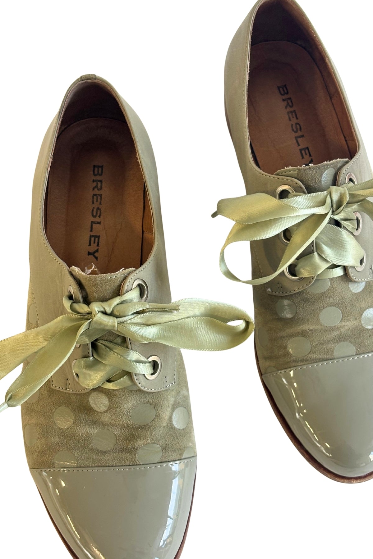 Bresley sage green polka dot booties, 41