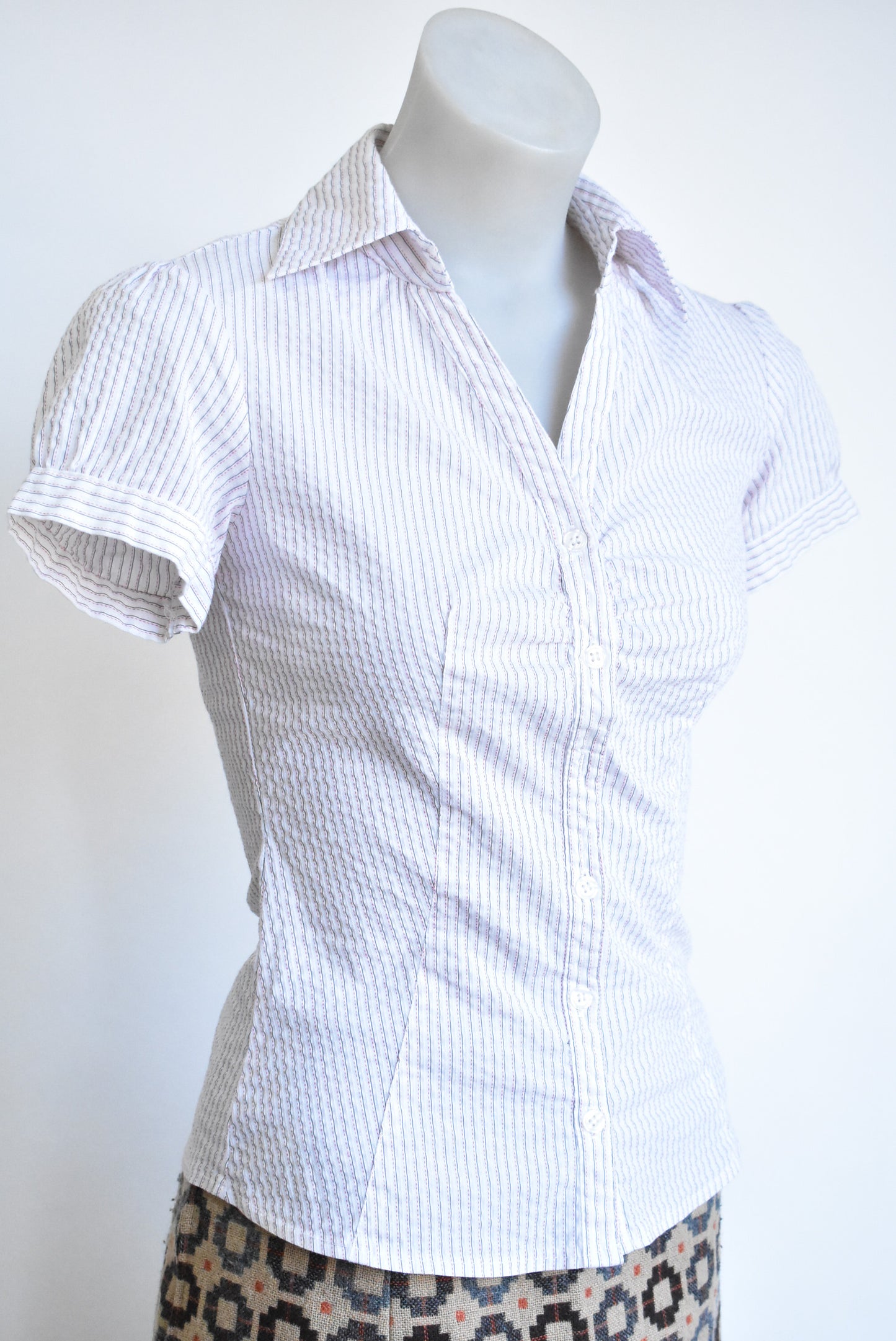 Jacqui.E contoured short-sleeved cotton mix shirt, XS