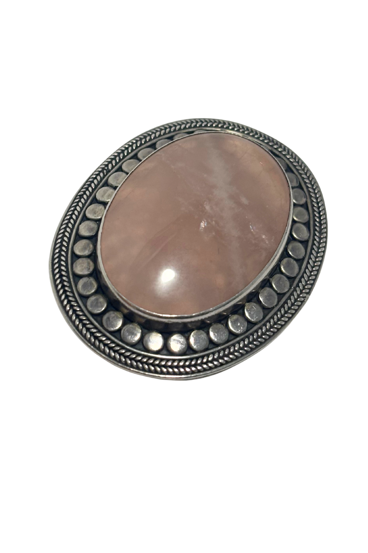 925 Silver rose quartz brooch
