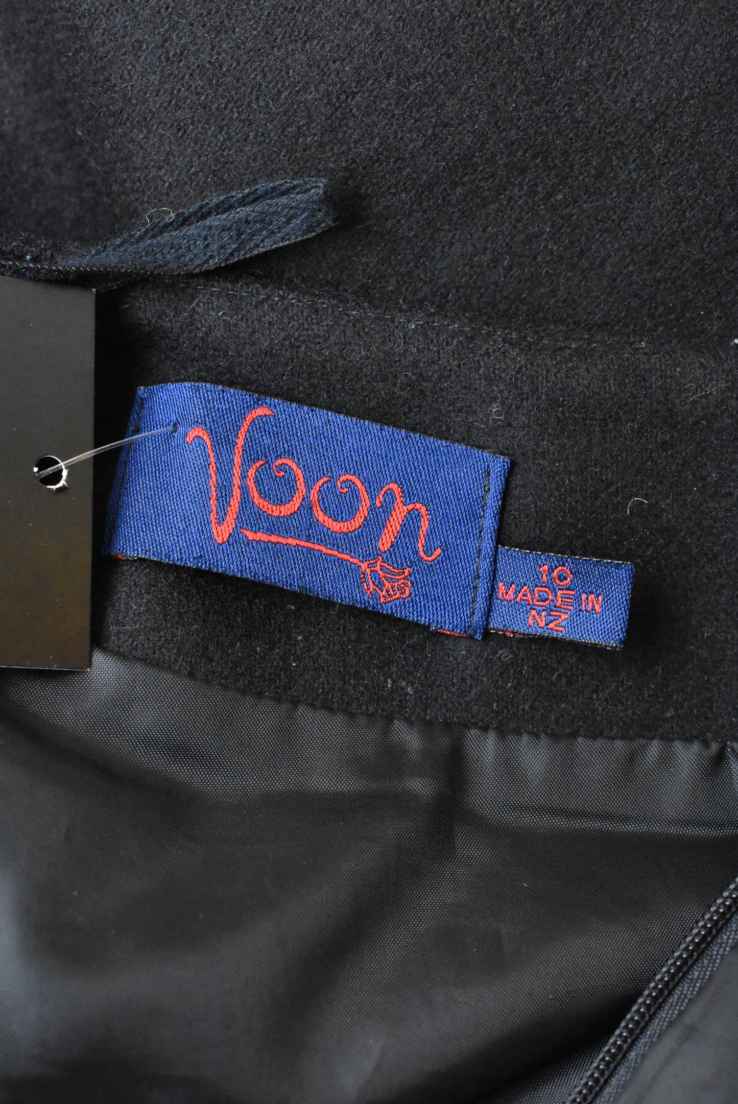 Voon wool-blend flared black skirt, size 10