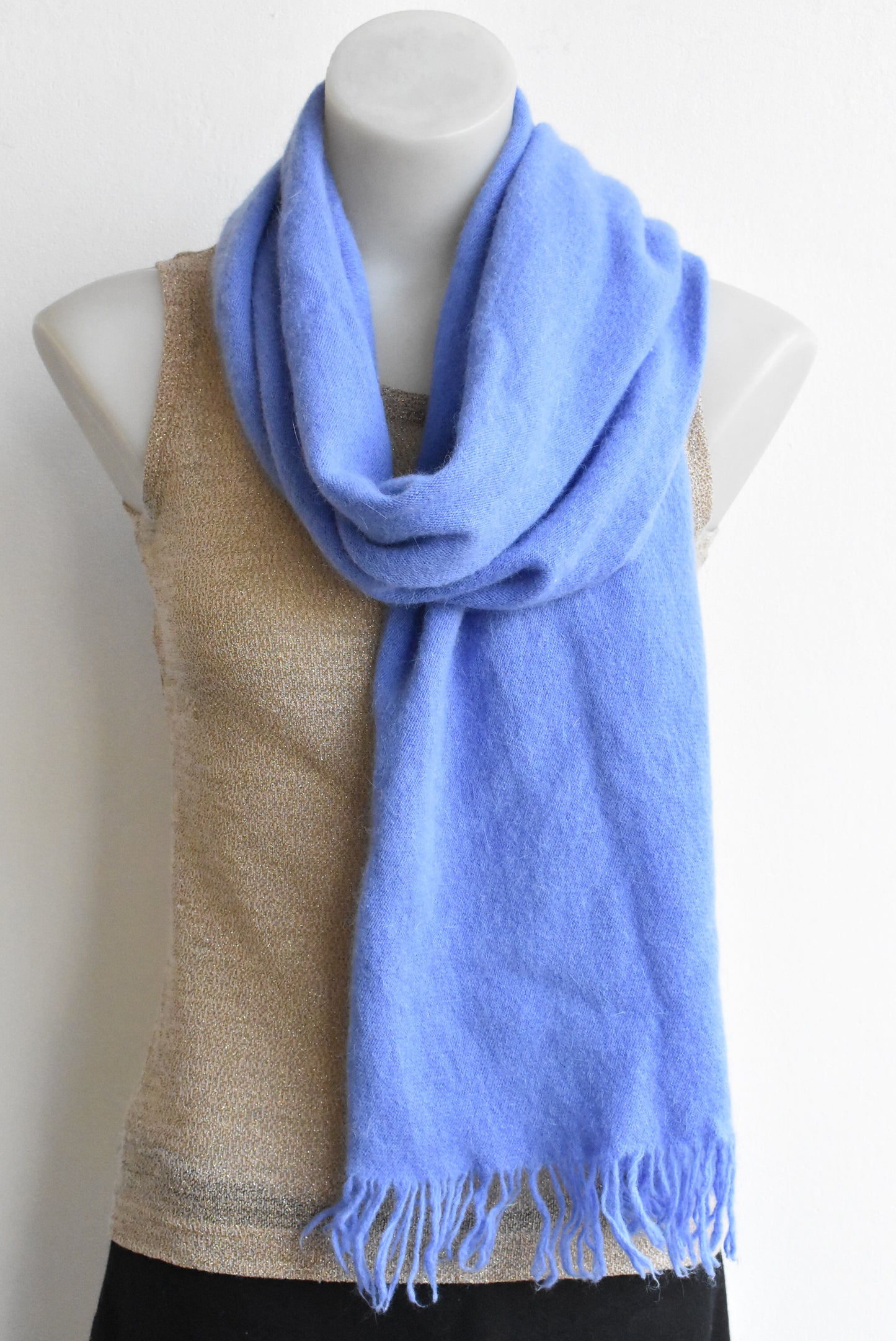 Blue knit scarf