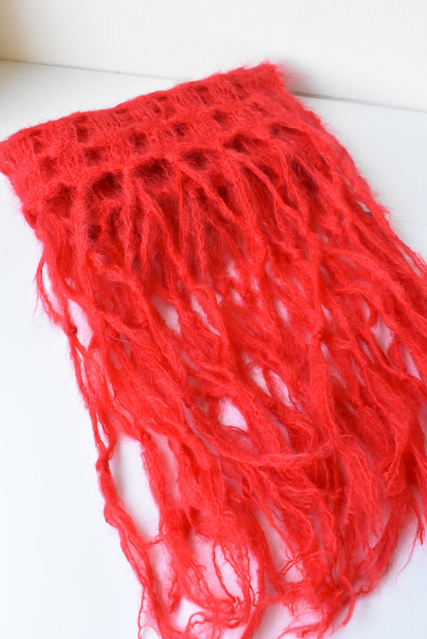 Red net knit scarf
