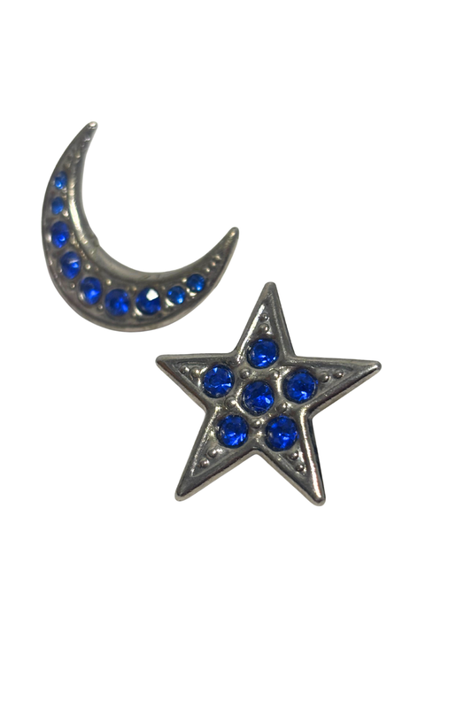 Starry night blue gem brooch pair
