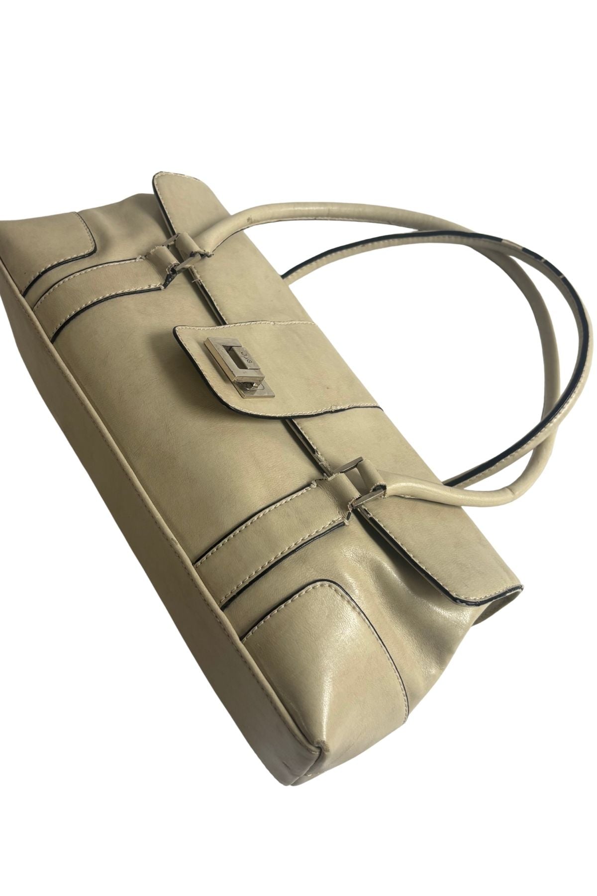 Jag cream vinyl leather handbag