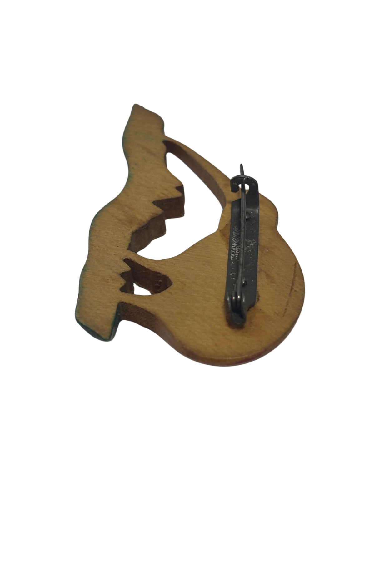 Vintage wooden kiwi brooch