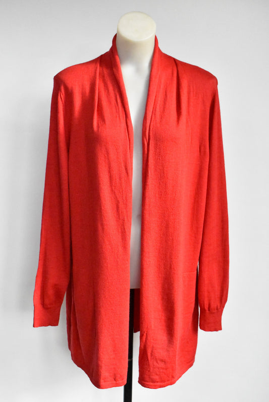 Aok red merino cardigan with pockets, L