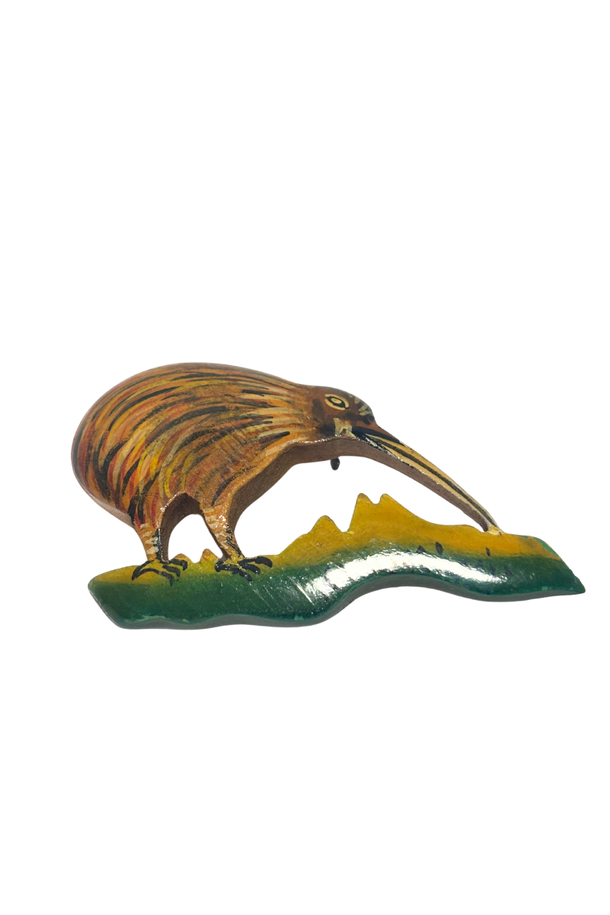 Vintage wooden kiwi brooch