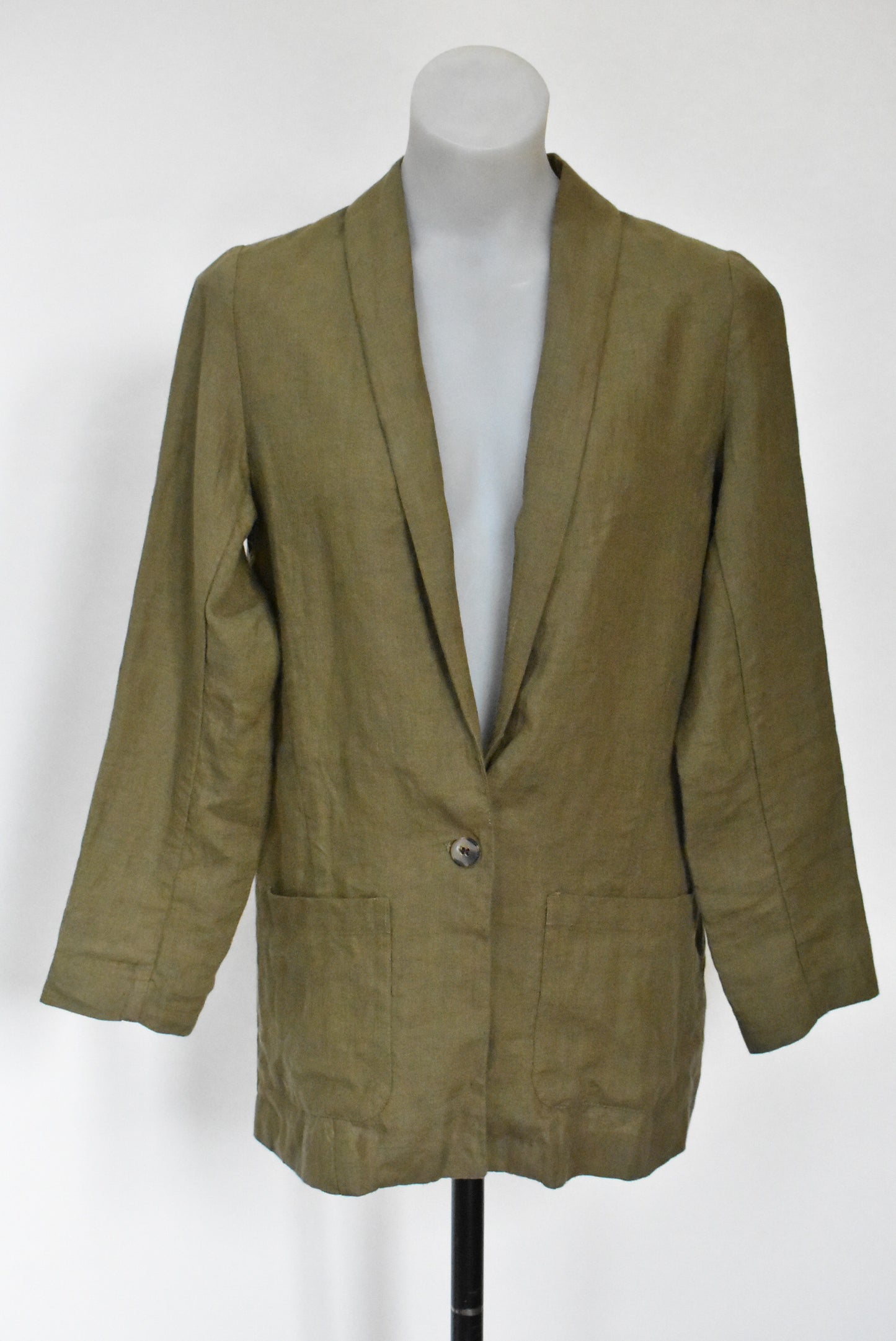 Max linen olive green blazer, 6 (NWT)