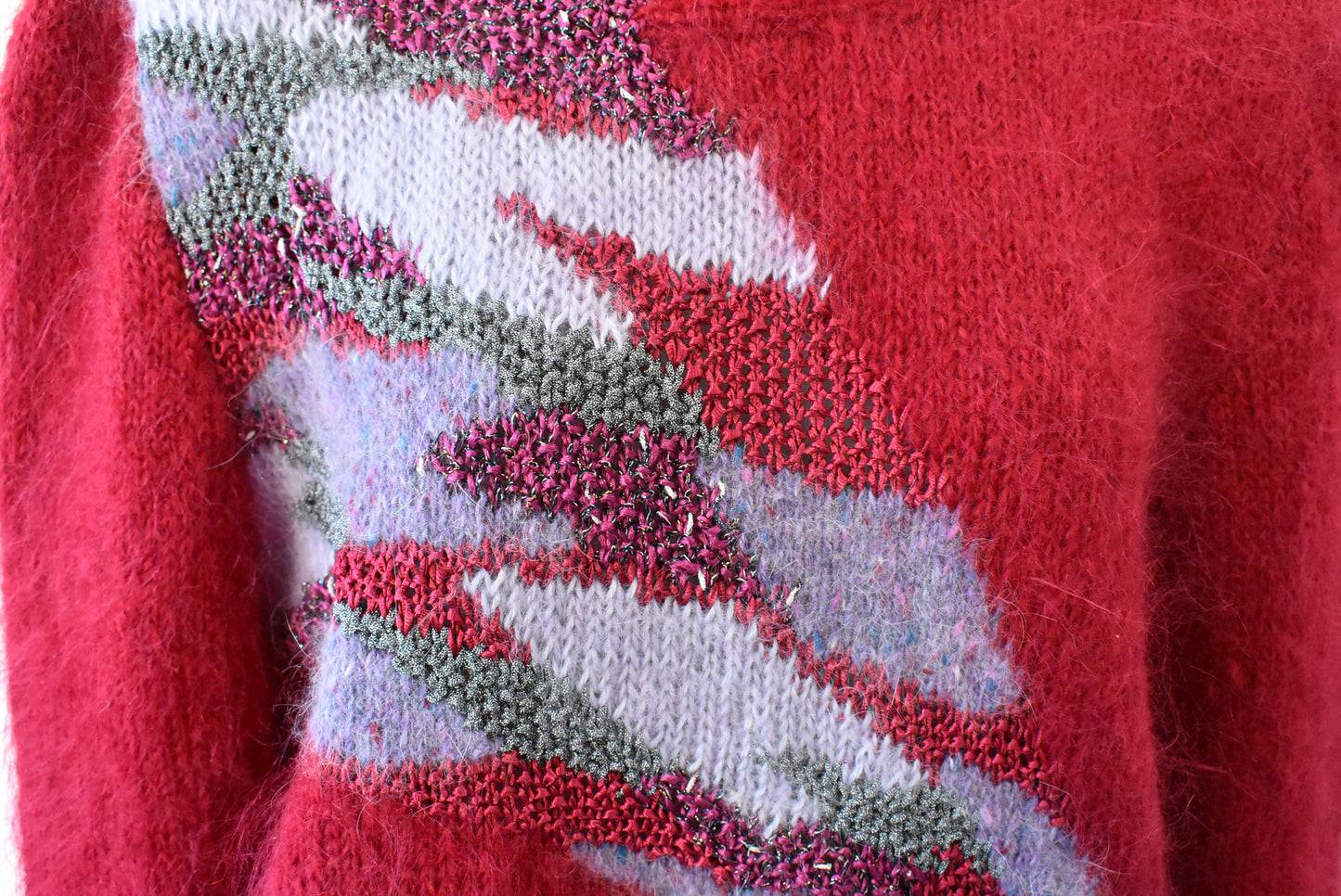 Stunning red mohair jumper, M