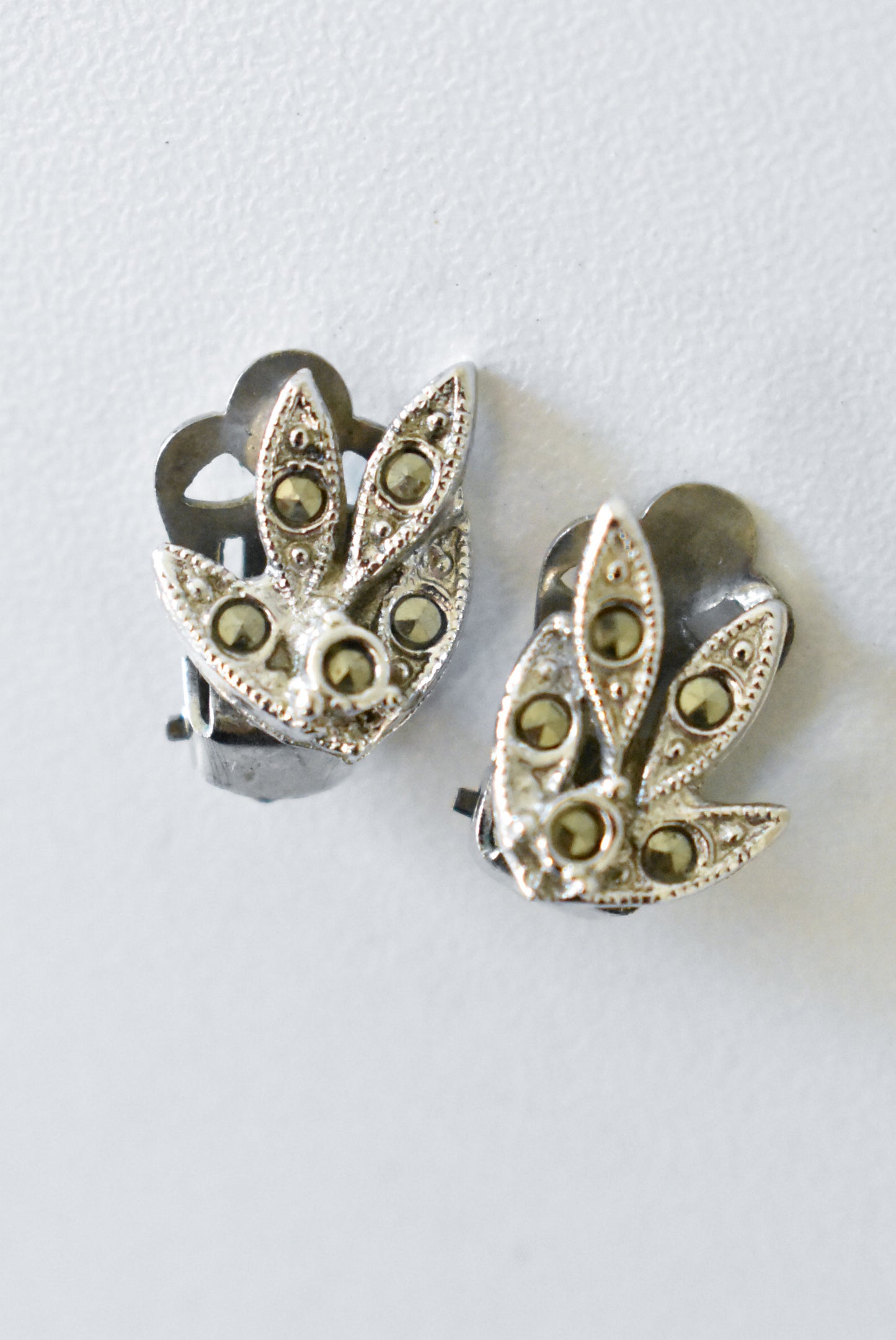 Vintage clip on marcasite earrings