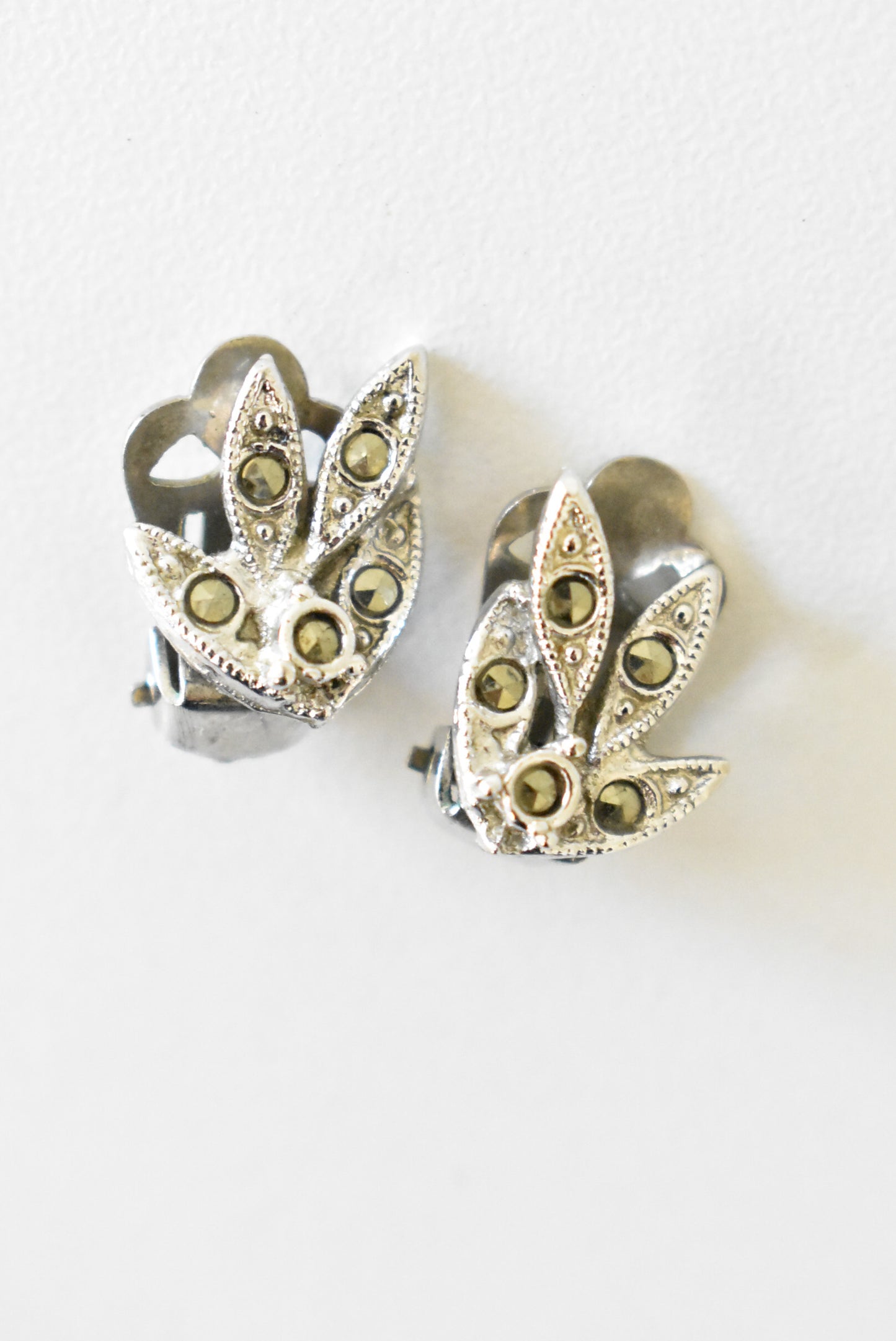 Vintage clip on marcasite earrings