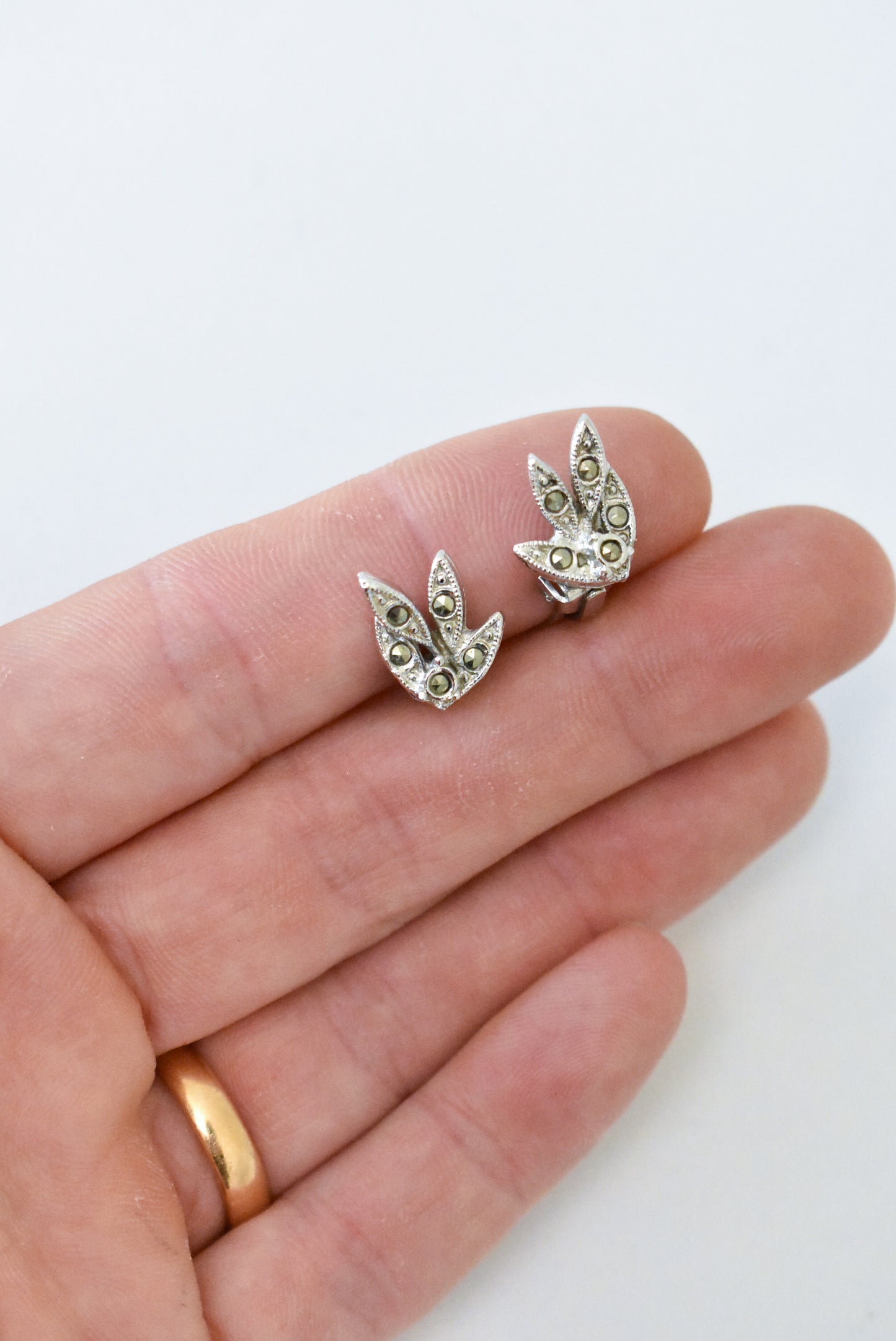 Vintage clip on marcasite earrings